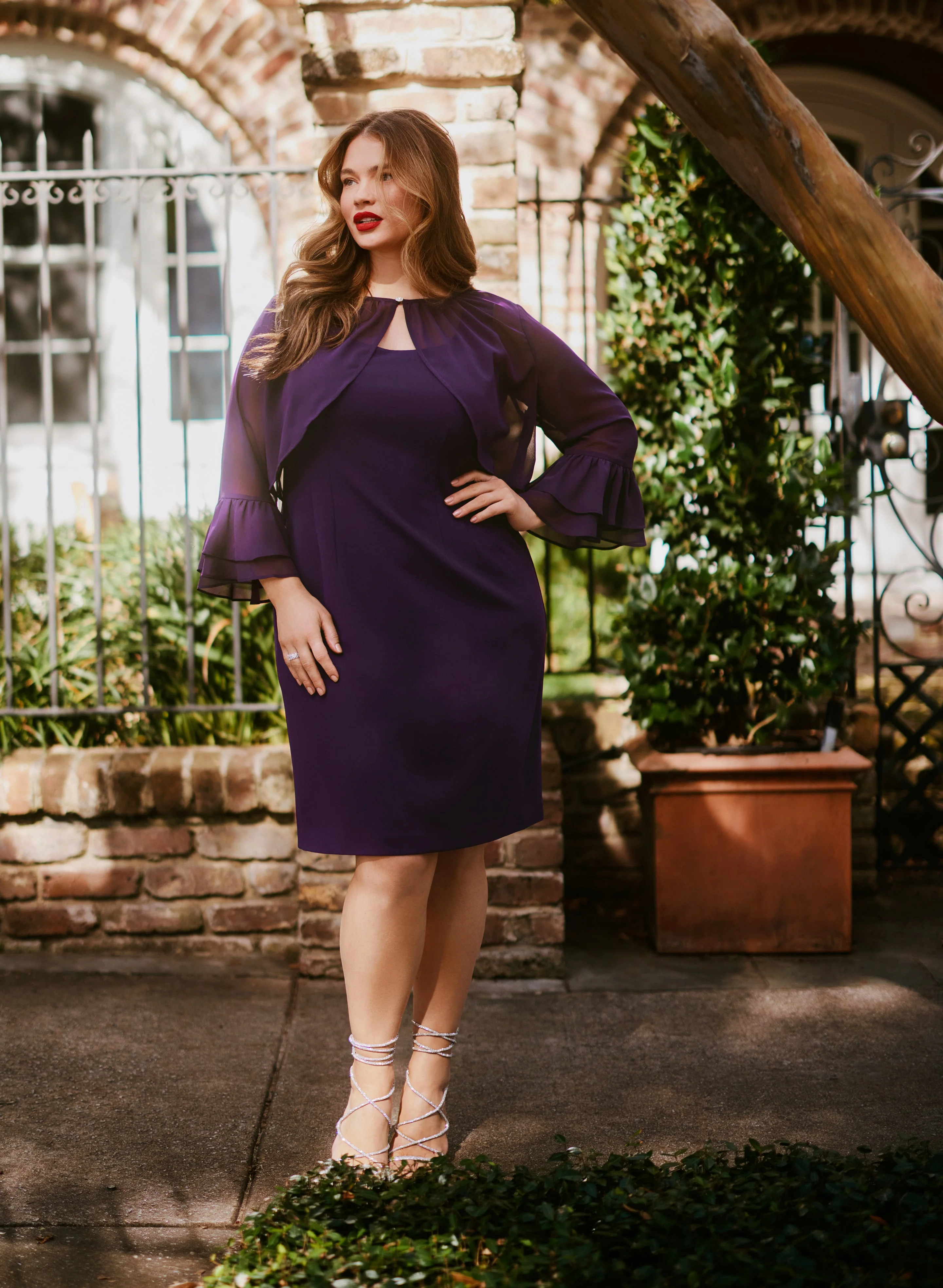 Dress and Flare Sleeve Bolero Set