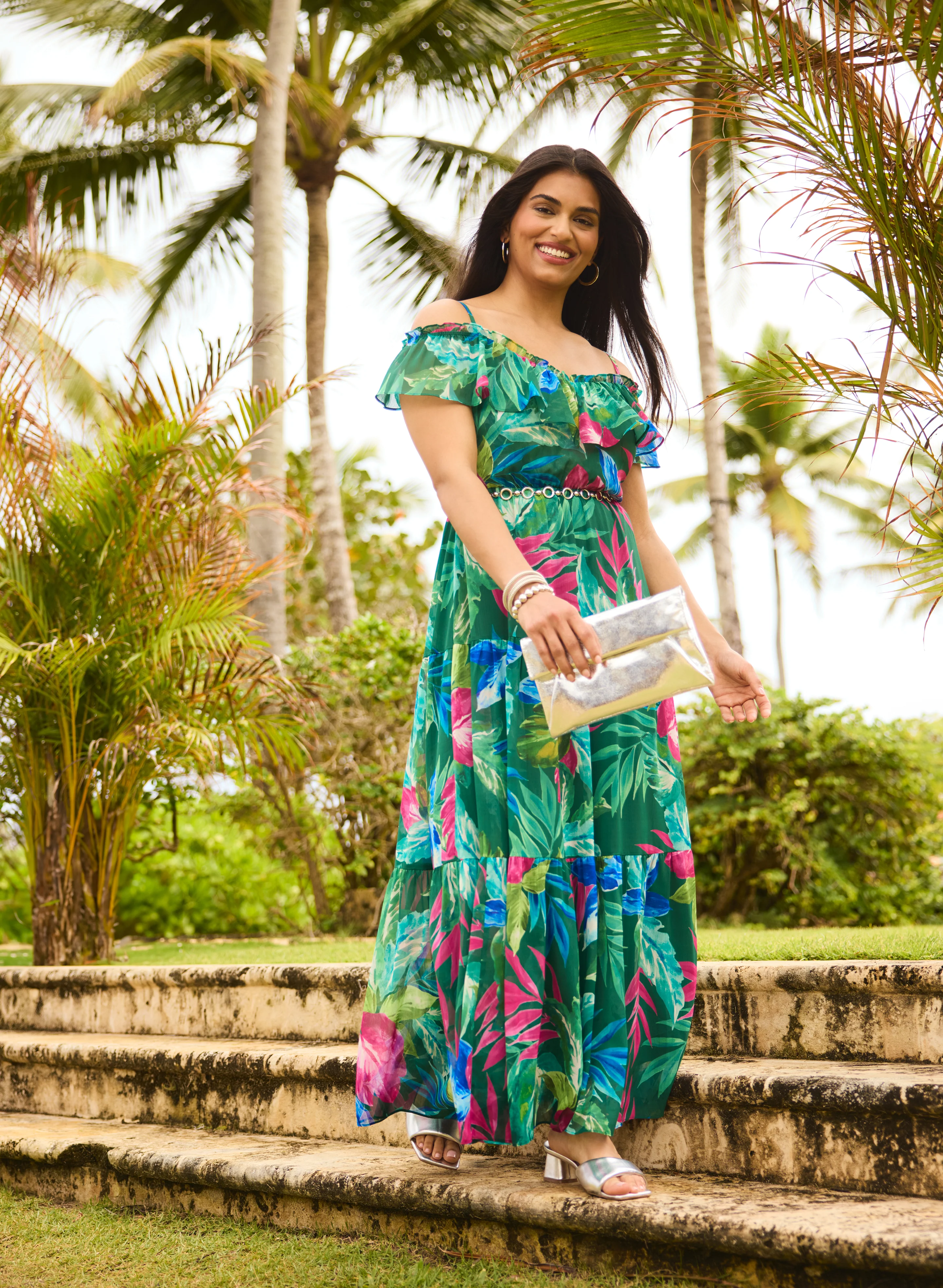 Long Floral Chiffon Dress