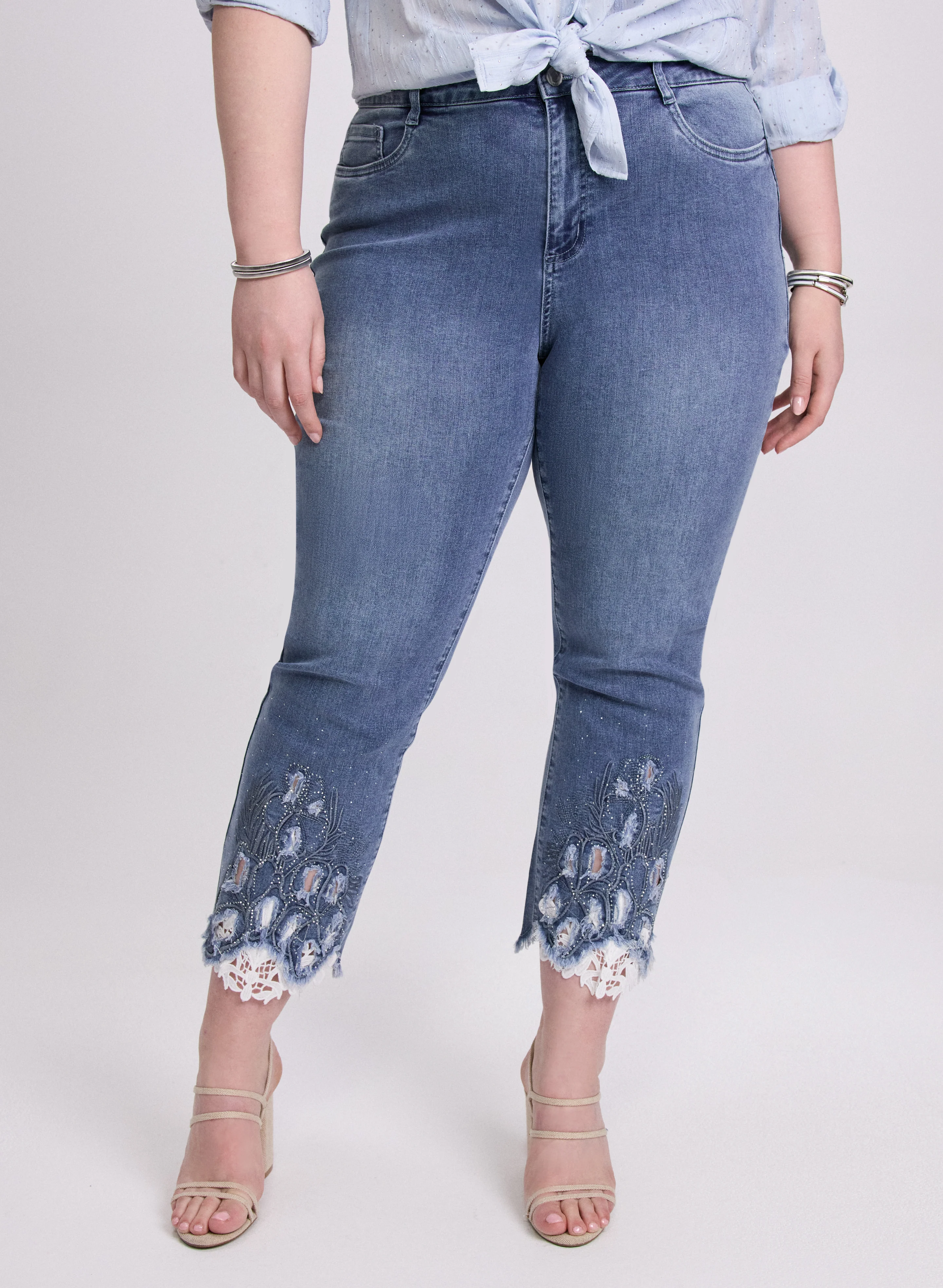 Joseph Ribkoff - Lace Insert Flare-Leg Jeans