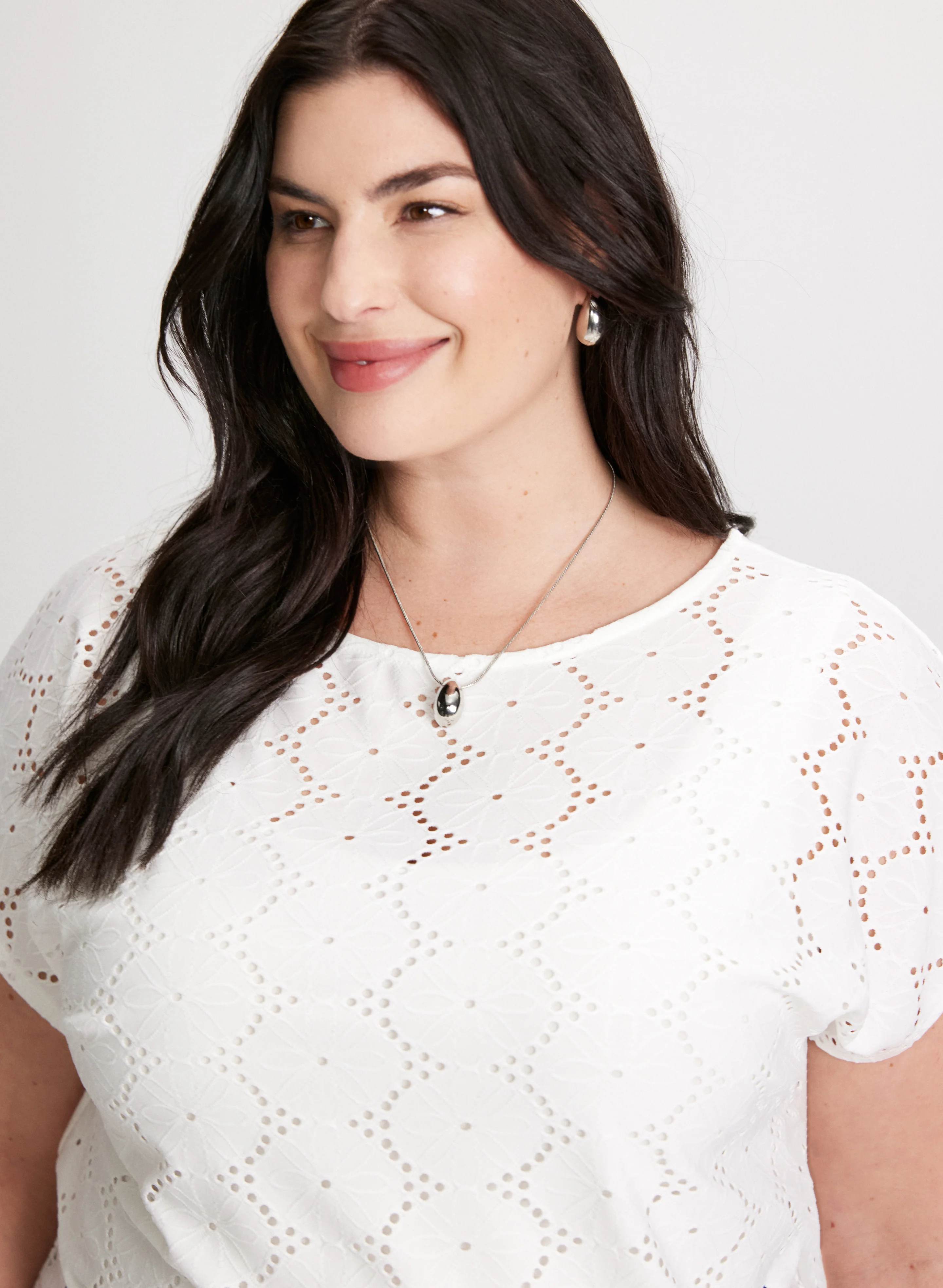 Tie-Front Eyelet Top