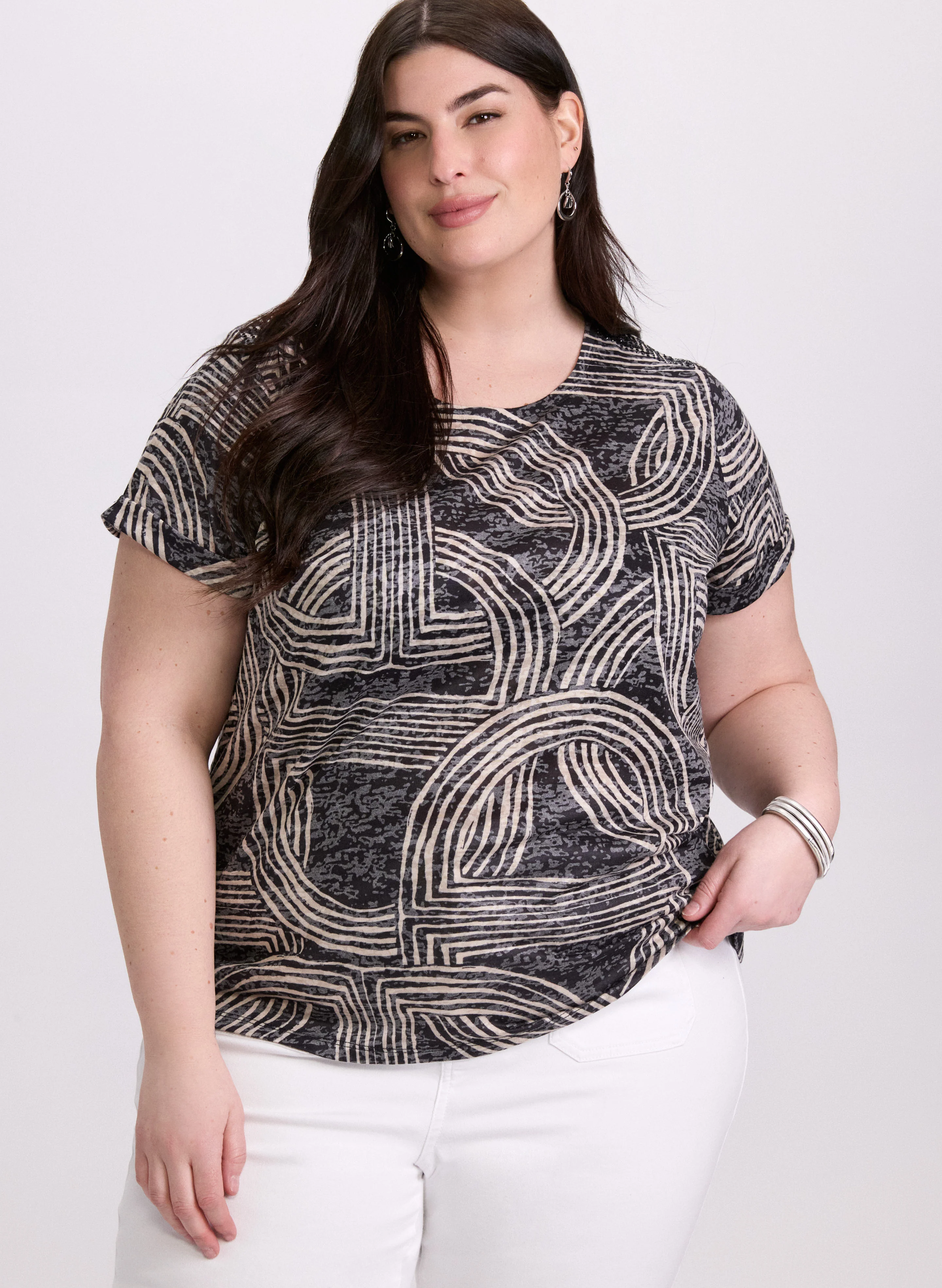 Abstract Striped Print T-Shirt