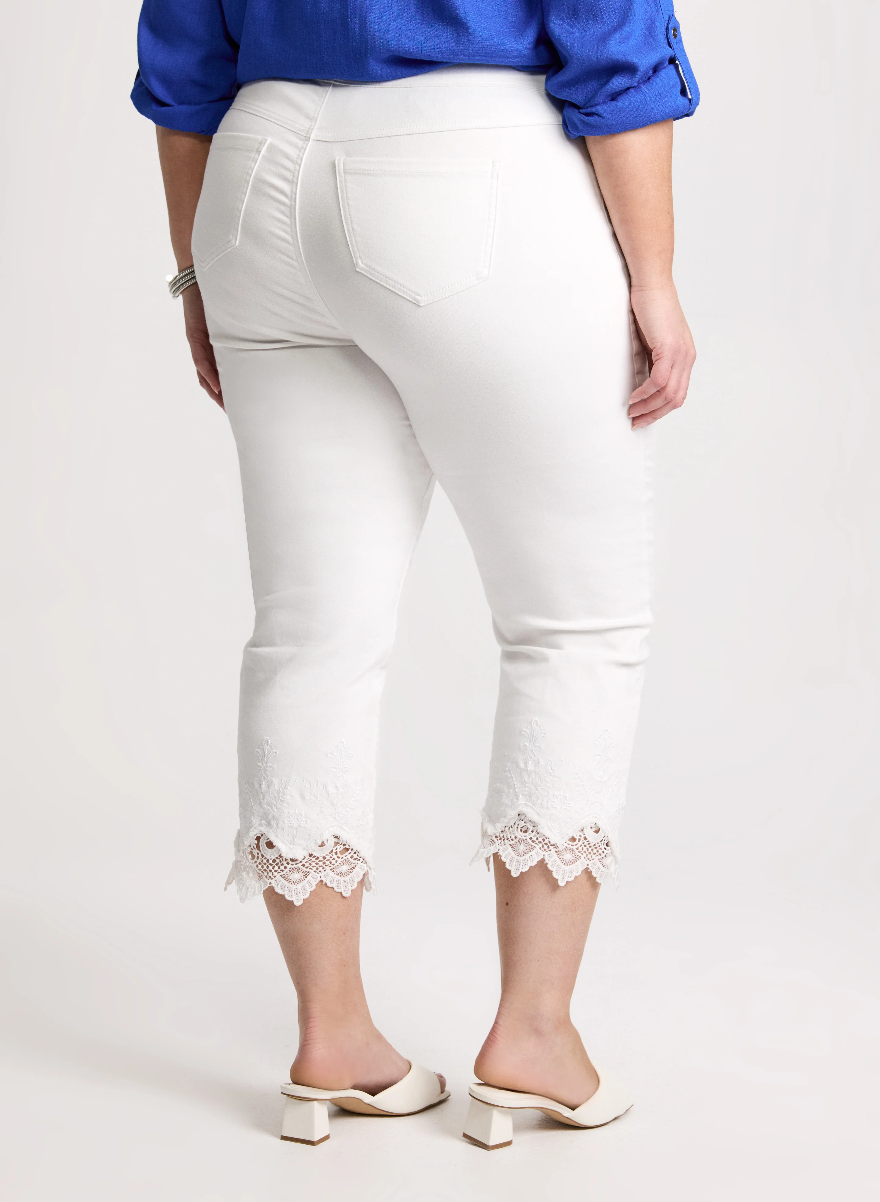 Lace Hem Denim Capris
