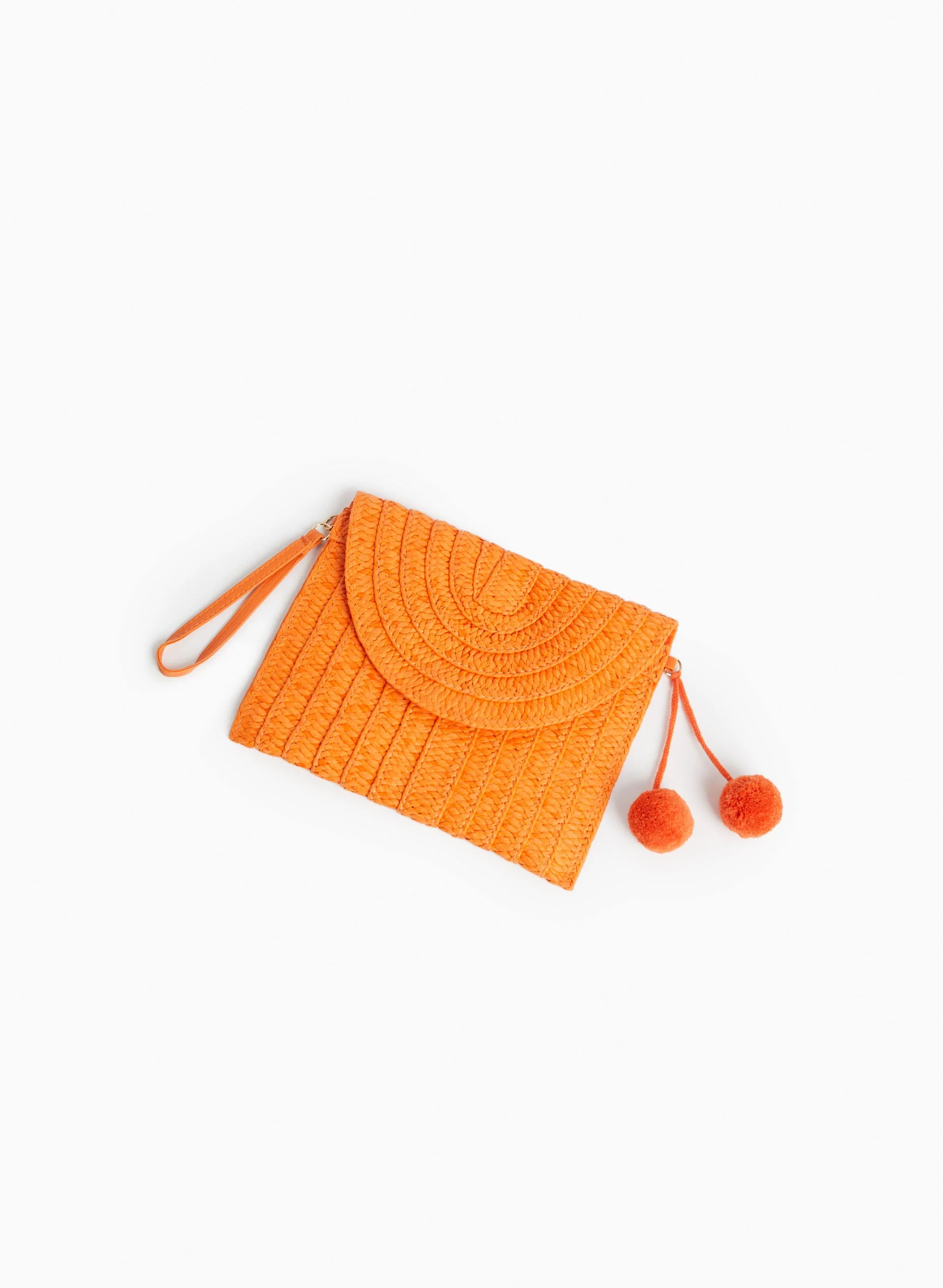 Straw Pom Pom Purse