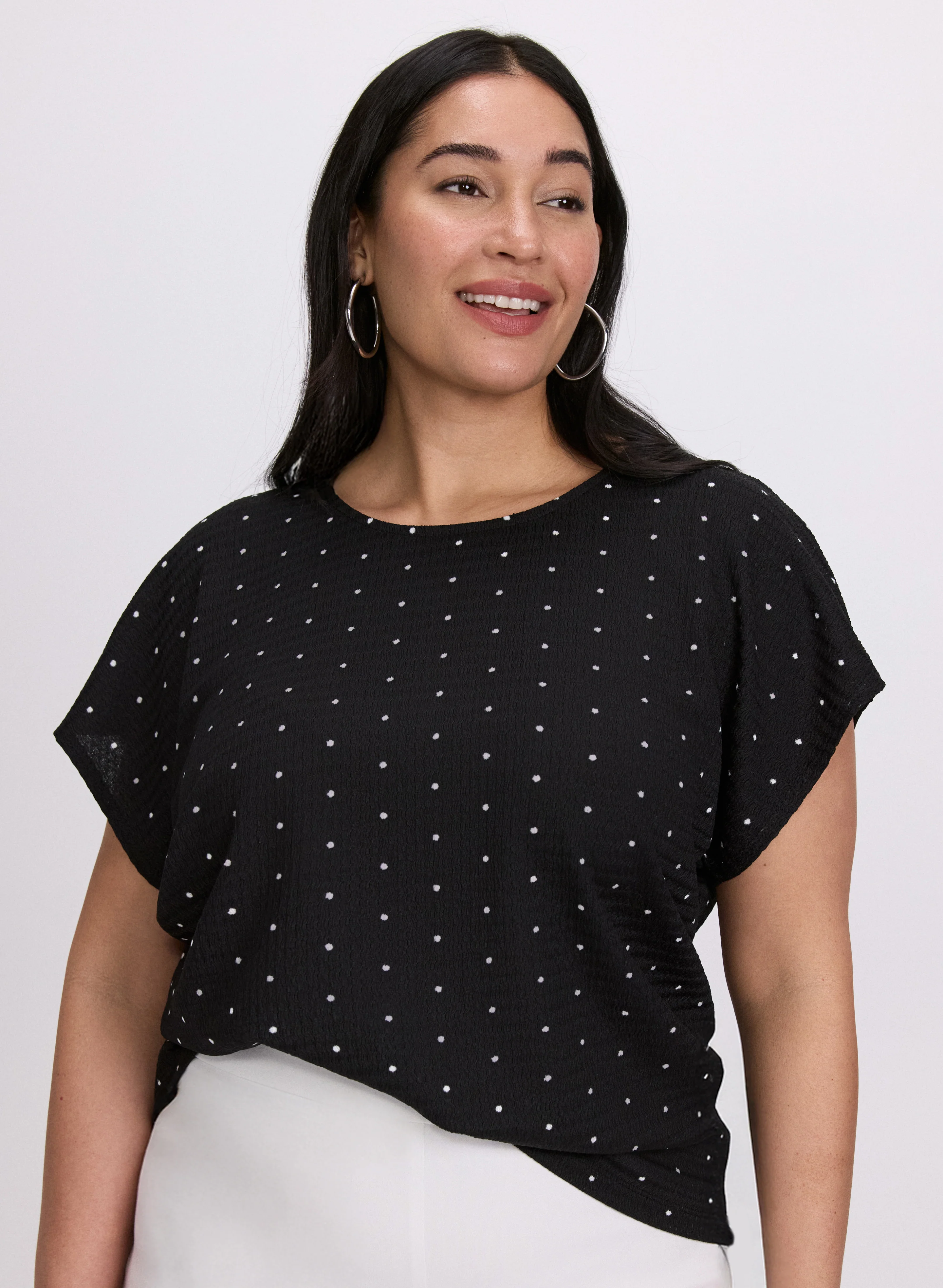 Polka Dot Bubble Knit Top