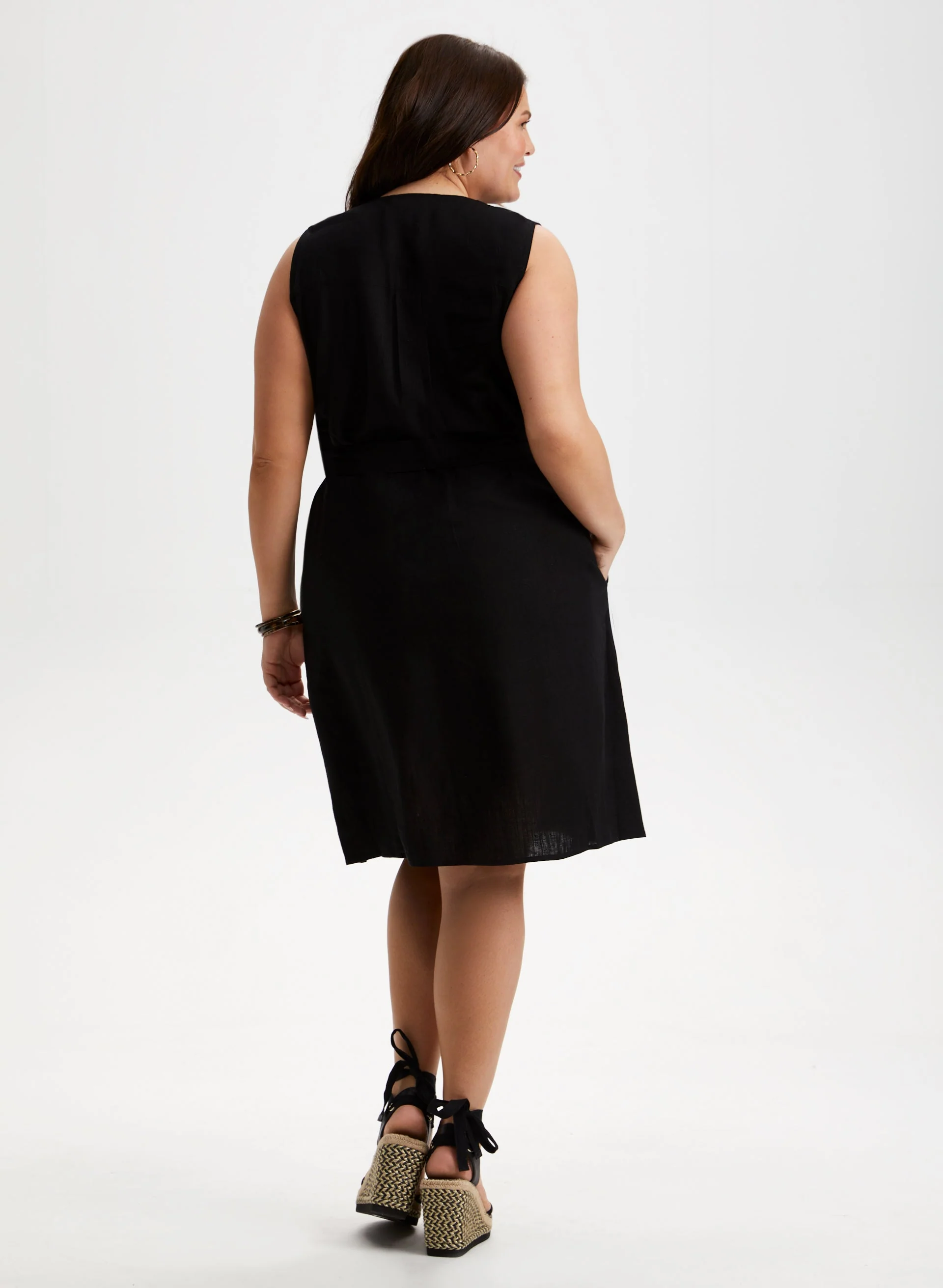 Linen-Blend Shift Dress