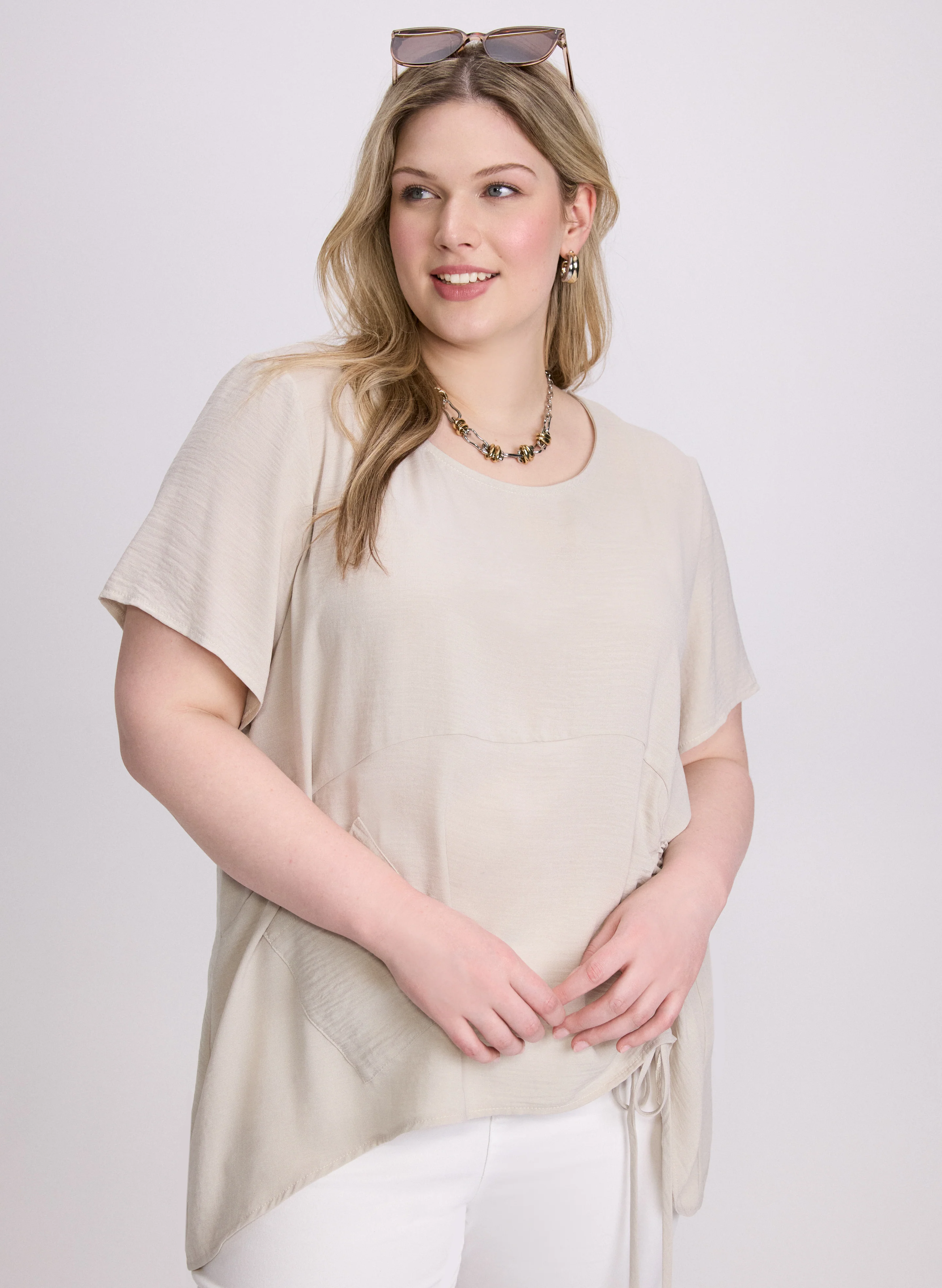 Joseph Ribkoff - Asymmetric Ruched Hem Blouse