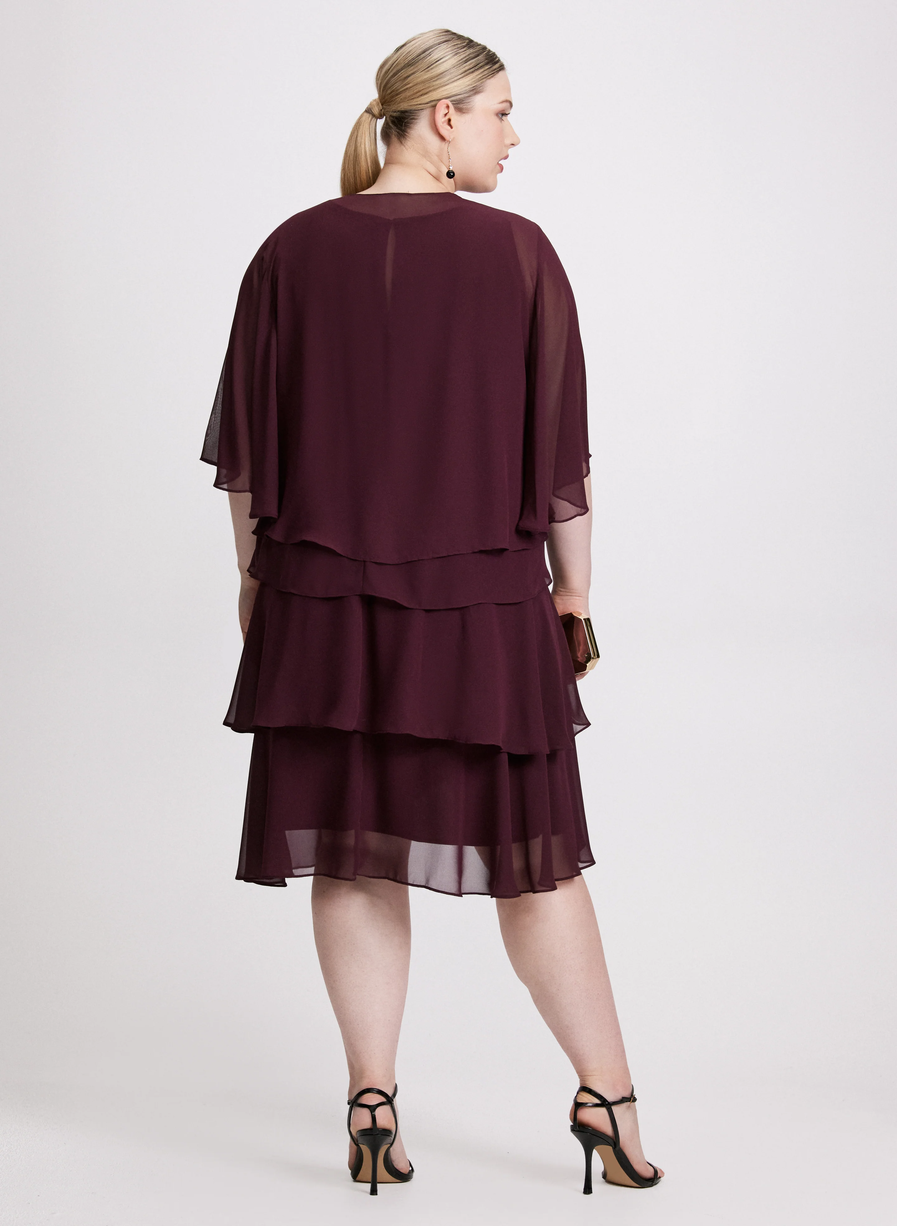Tiered Dress & Open Flutter Jacket Set