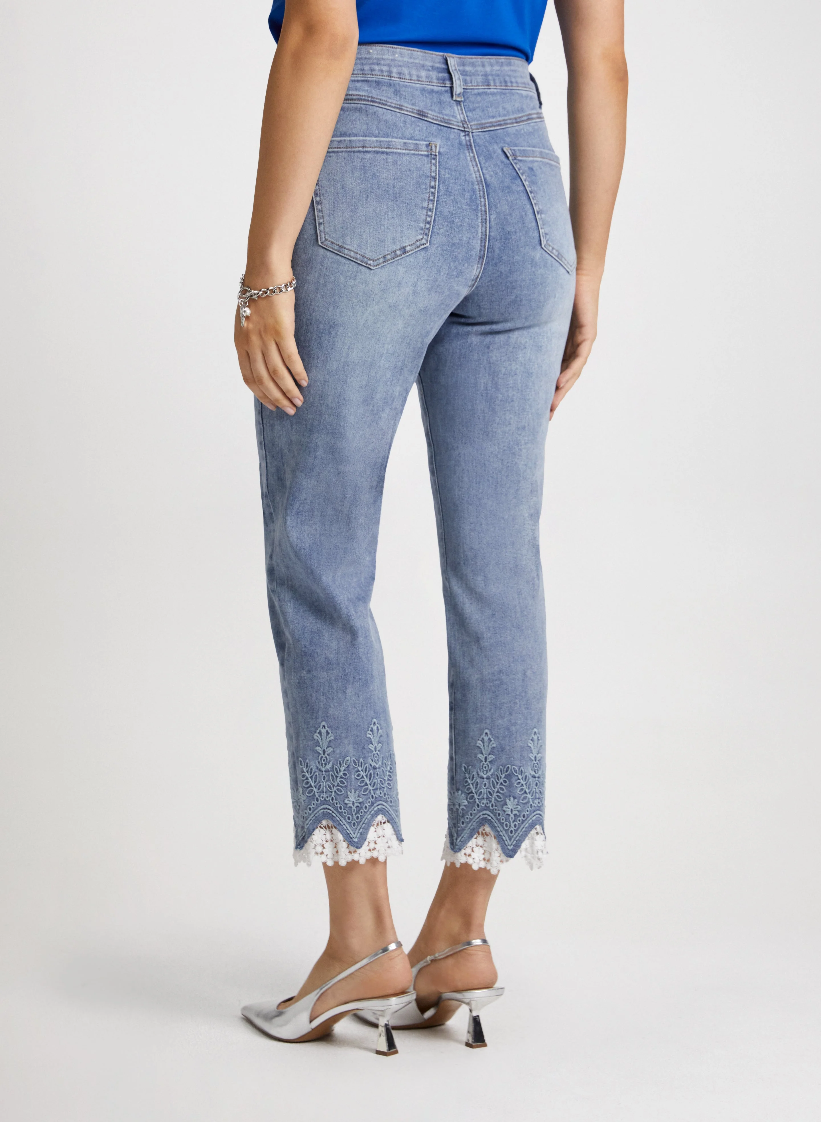 Lace Hem Ankle Leg Jeans