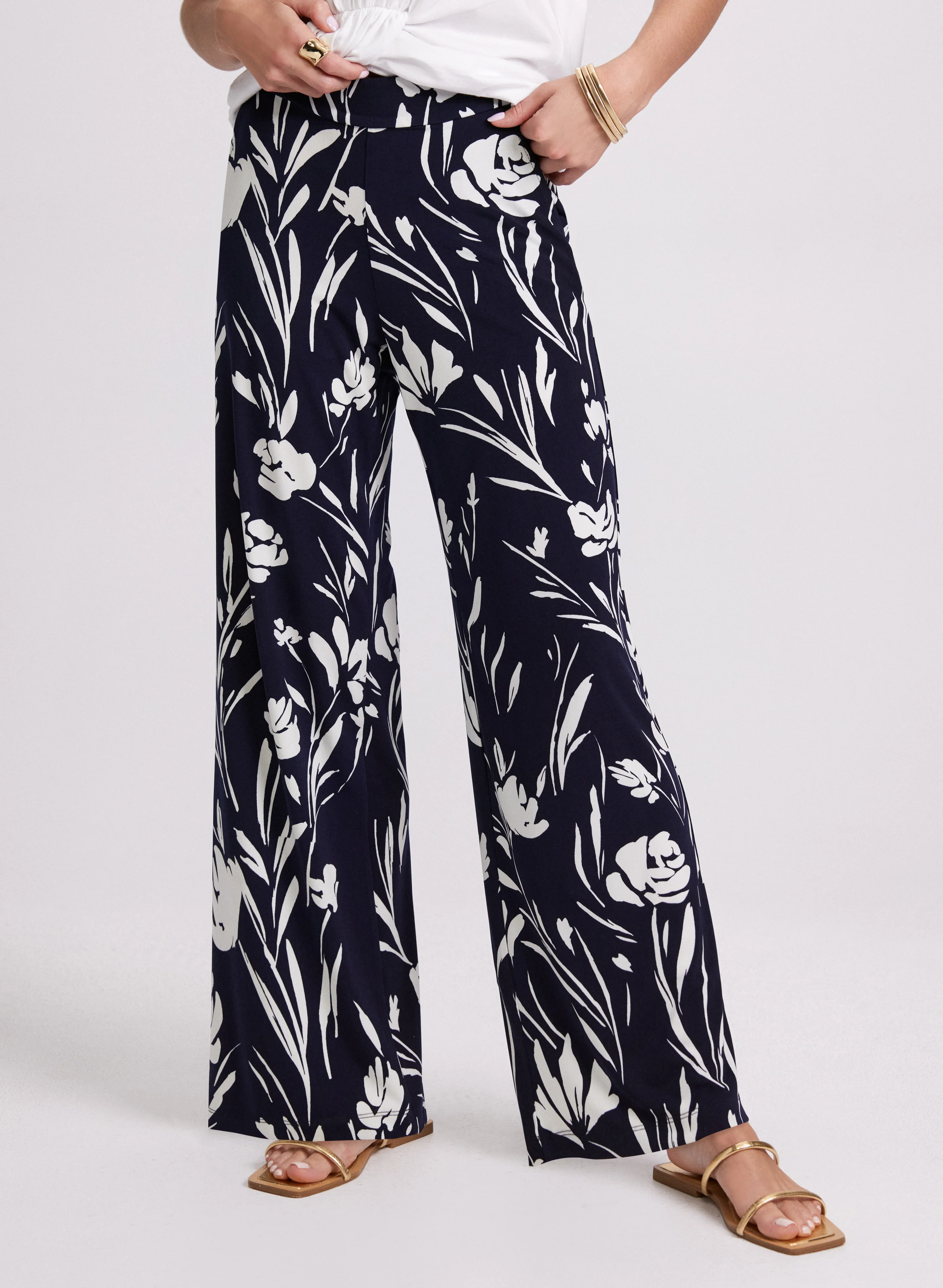 Wide-Leg Floral Print Pants