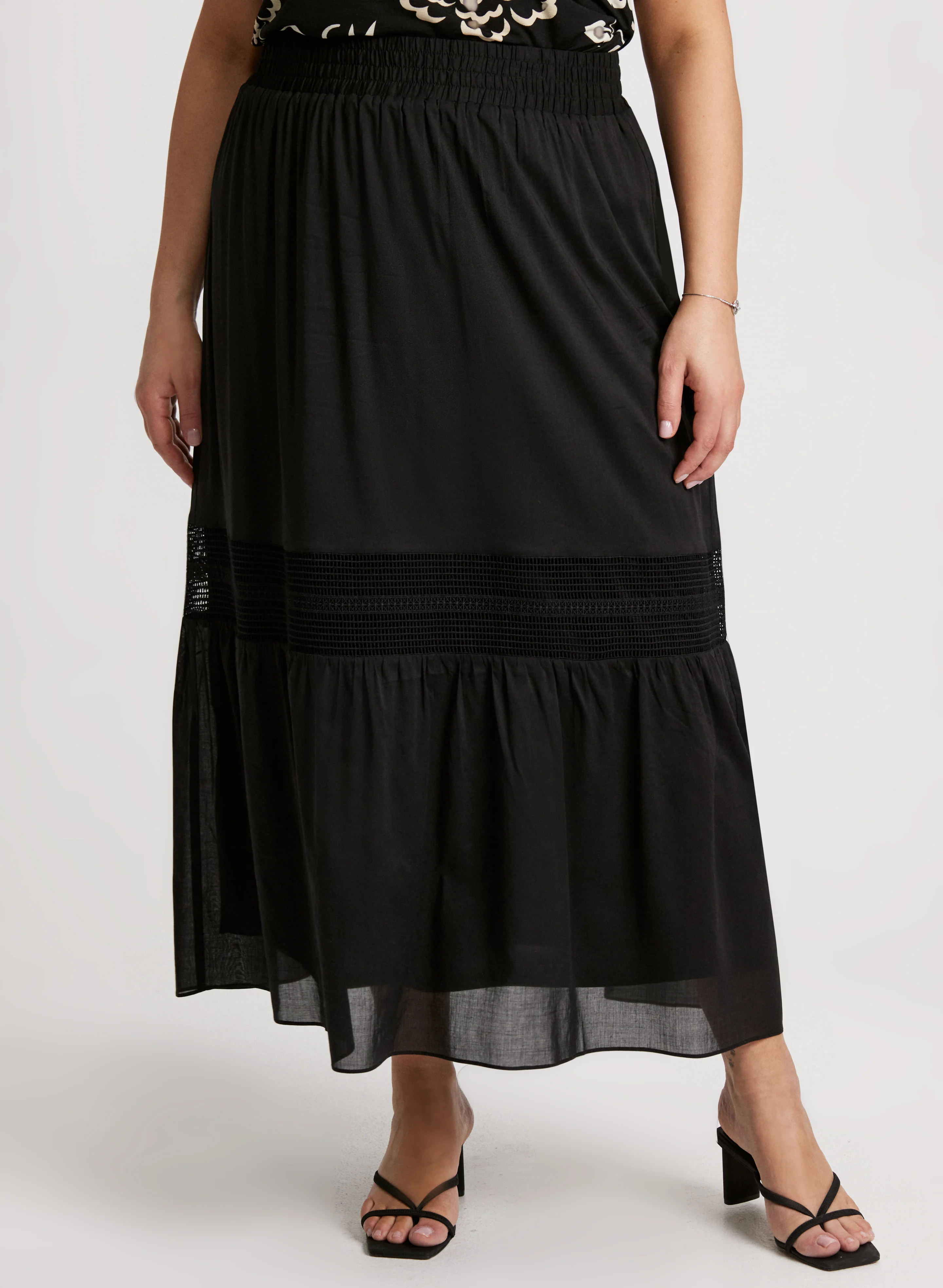 Lace Insert Tiered Skirt