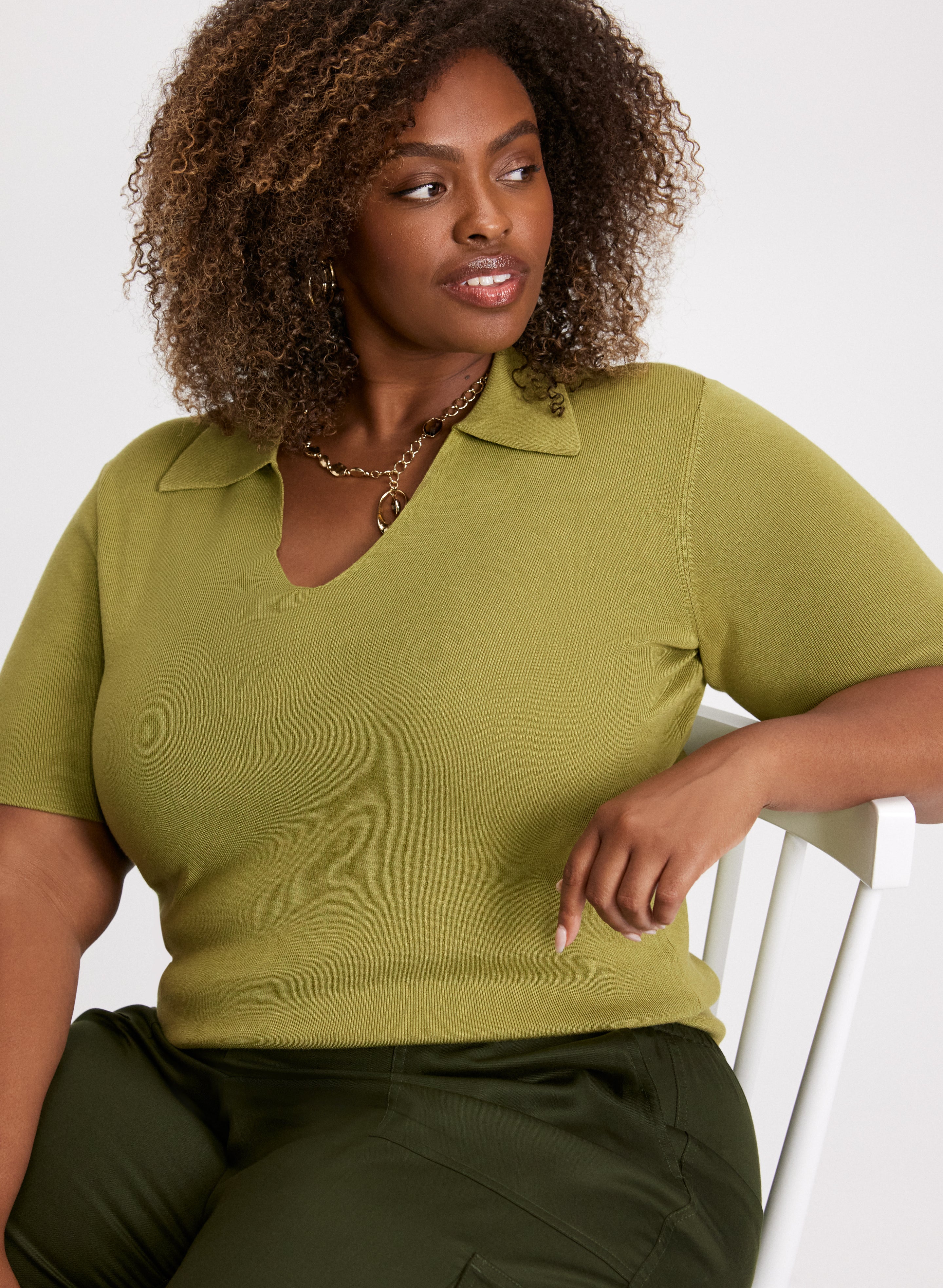 Knit Pull-Over Polo Sweater