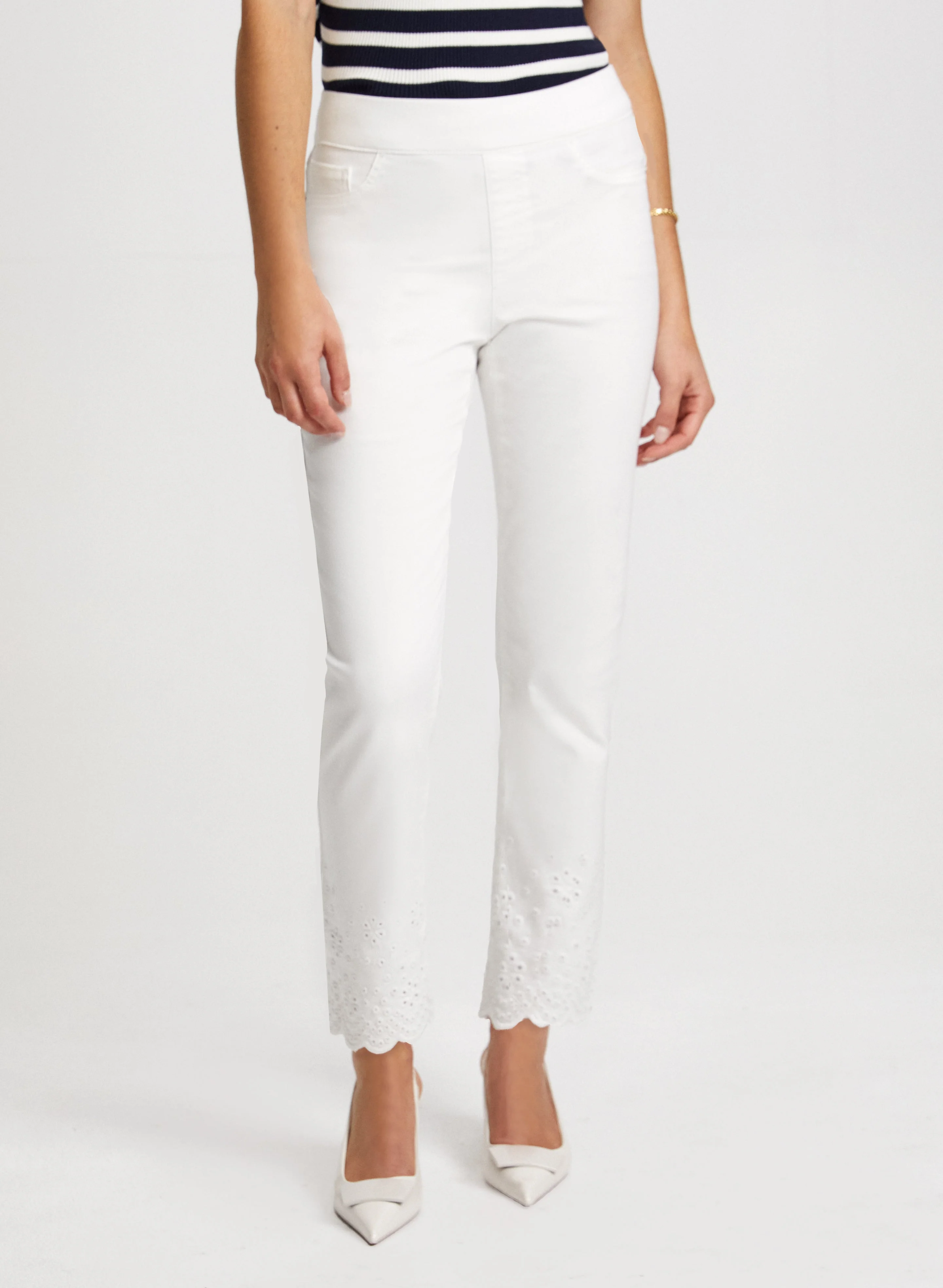 Embroidered Pull-On Jeans