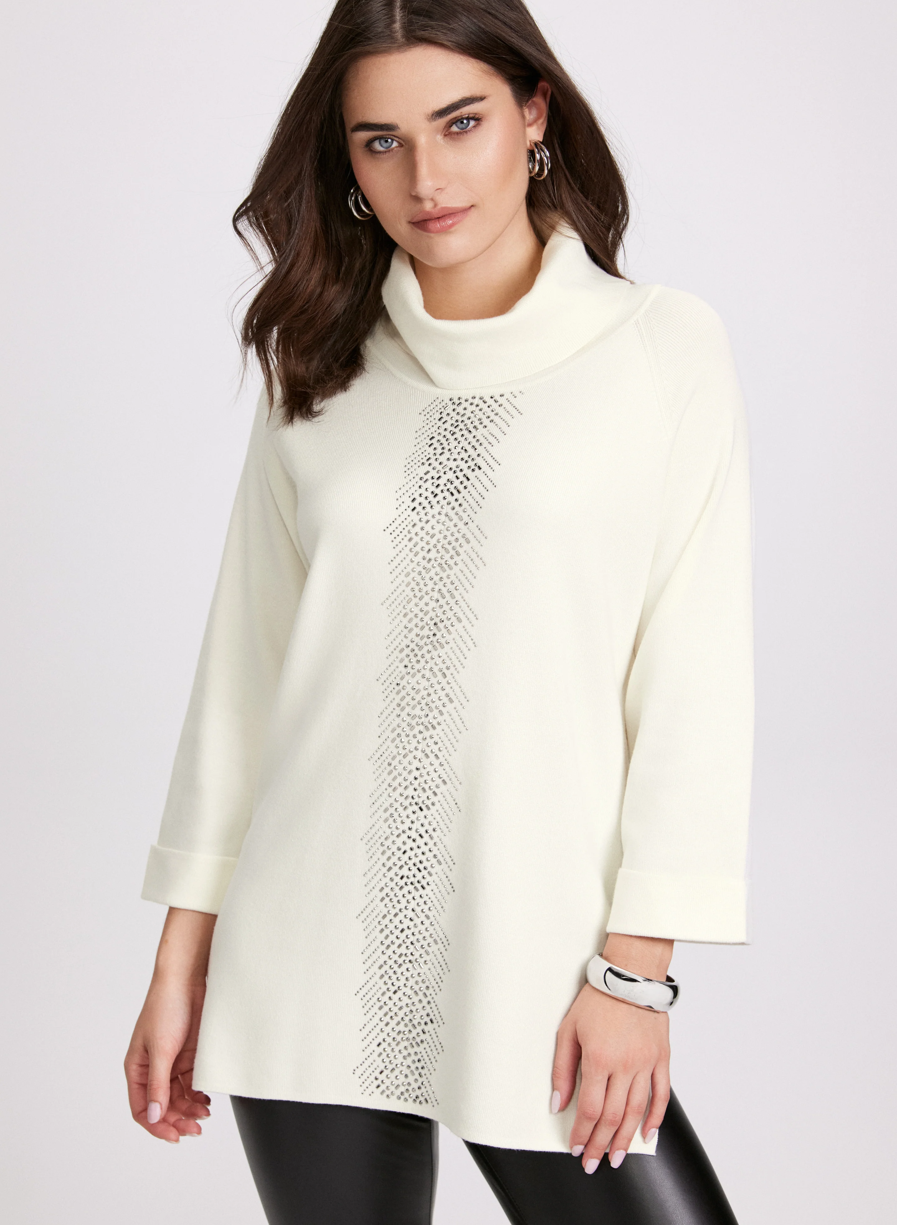 Tonal Stone Embellished Sweater