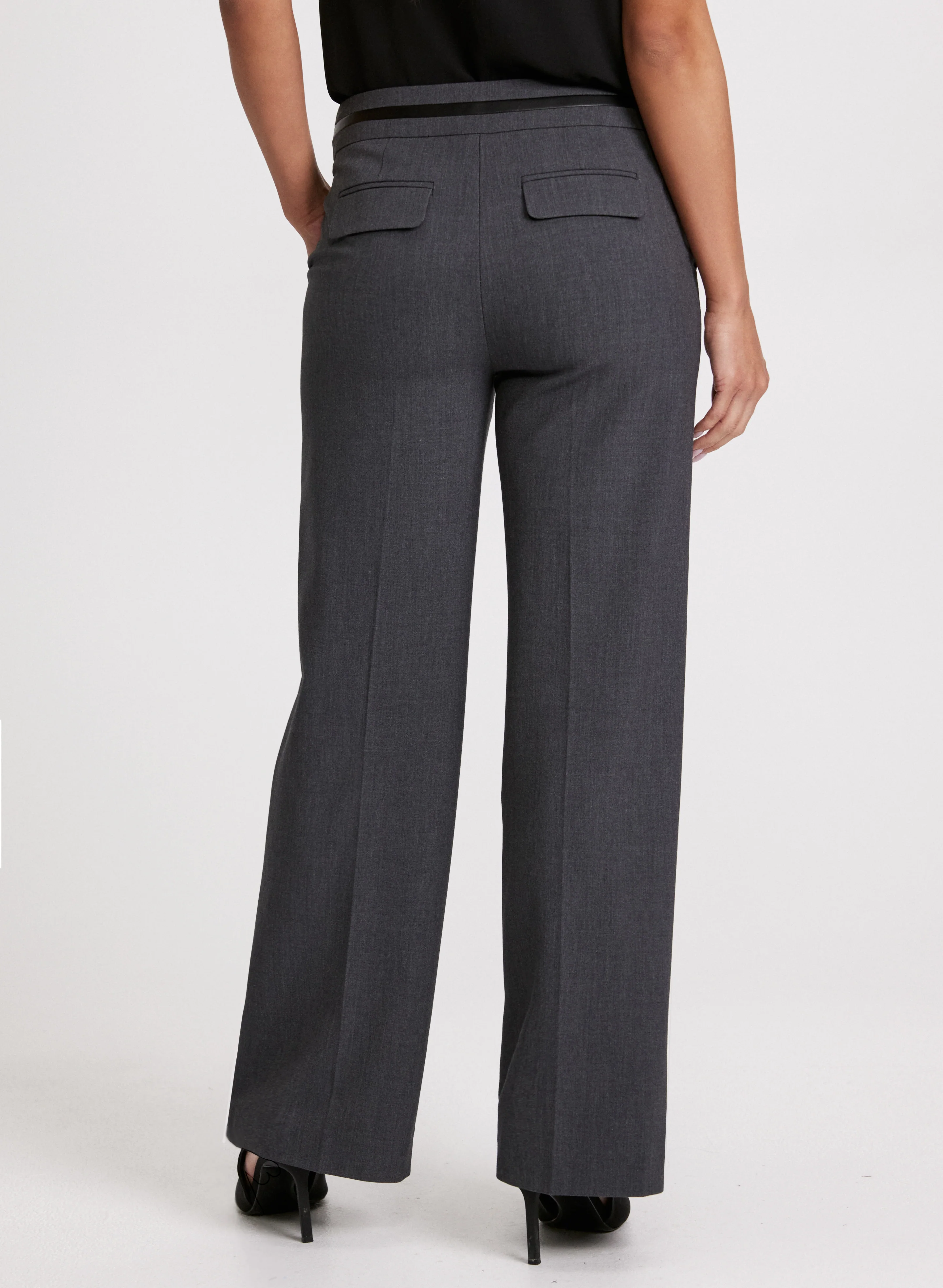 Olivia Vegan Leather Trim Wide-Leg Pants – Short