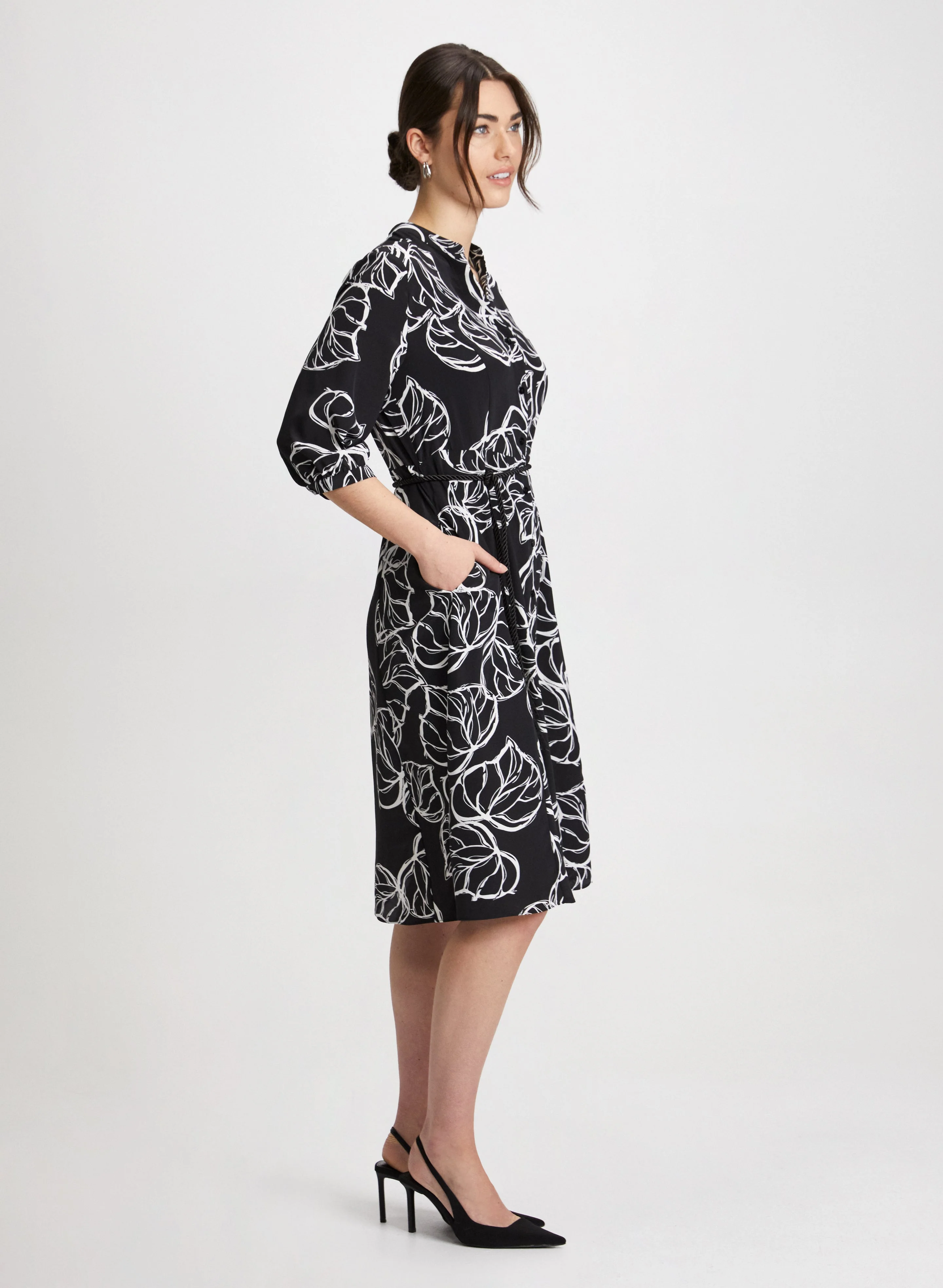 Palm Sketch Print Dress