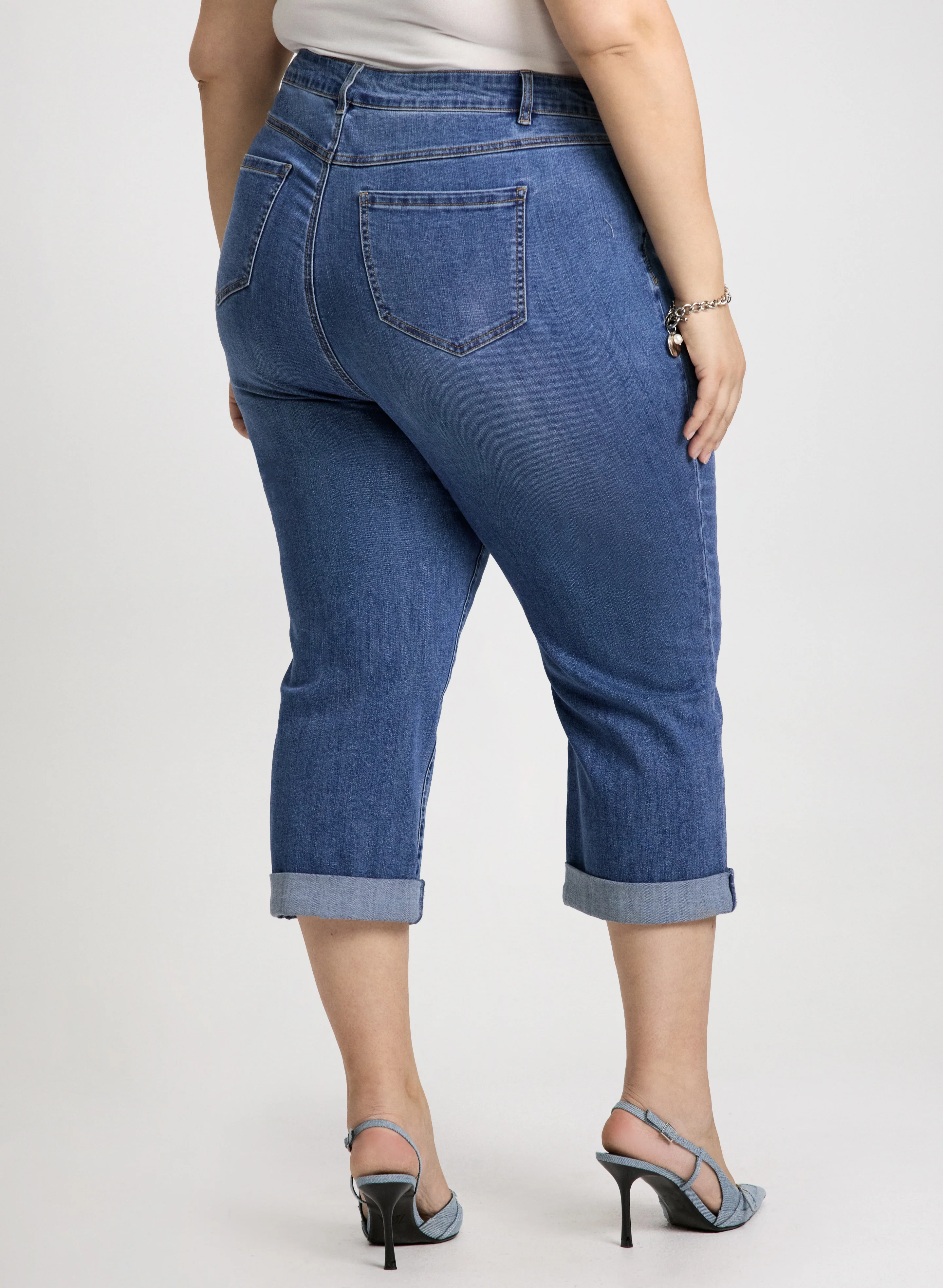 Rolled Cuff Denim Capris