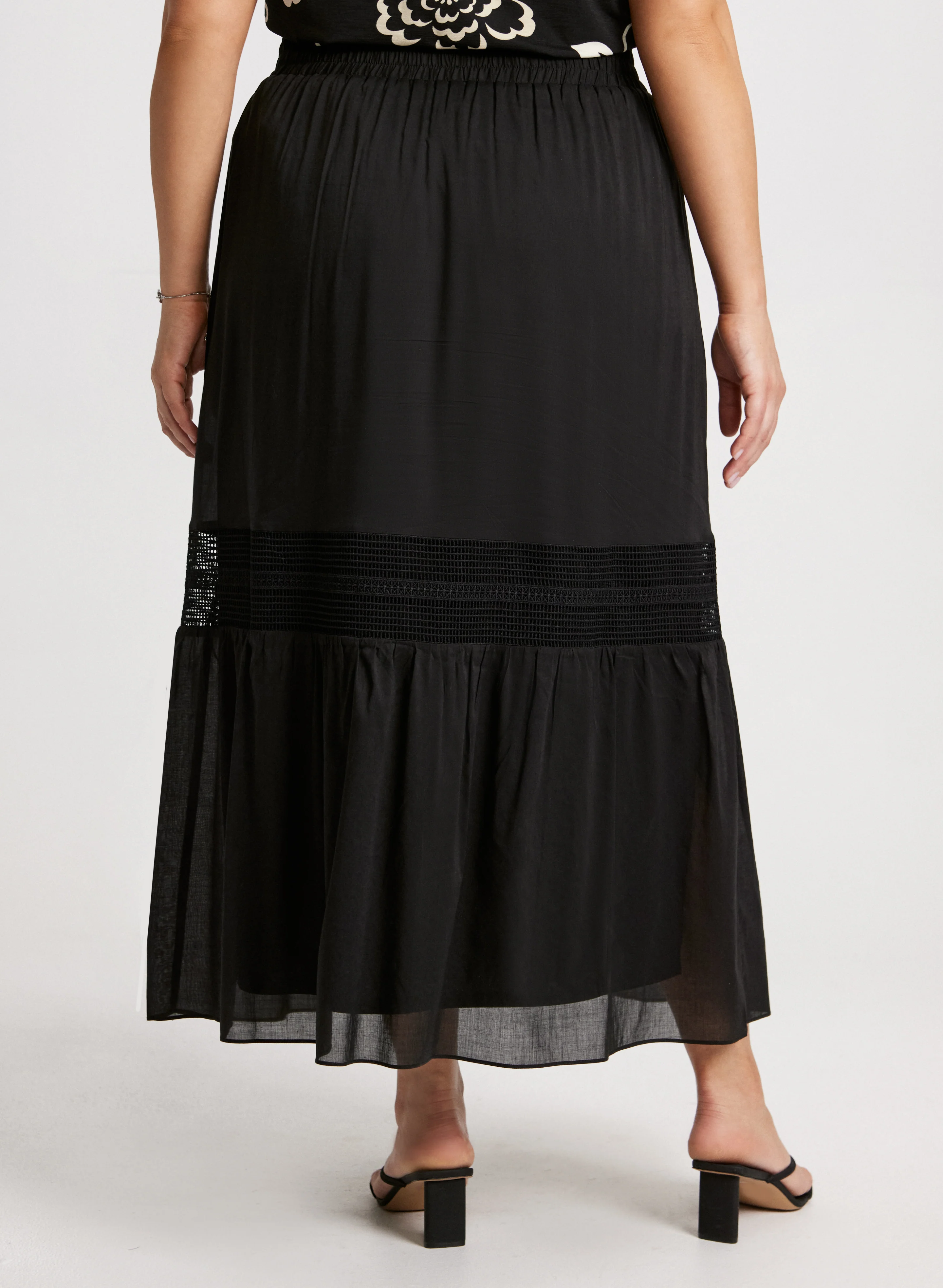 Lace Insert Tiered Skirt