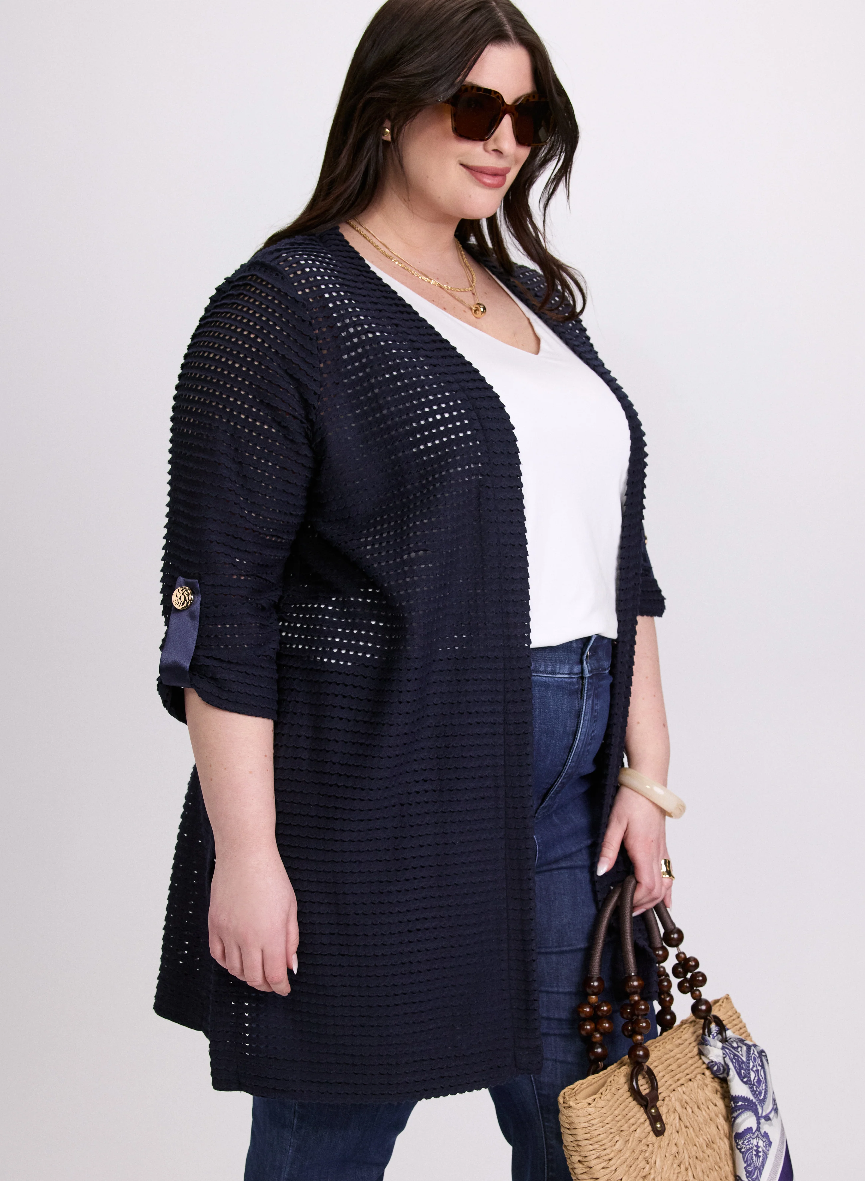 Long Open Knit Cardigan