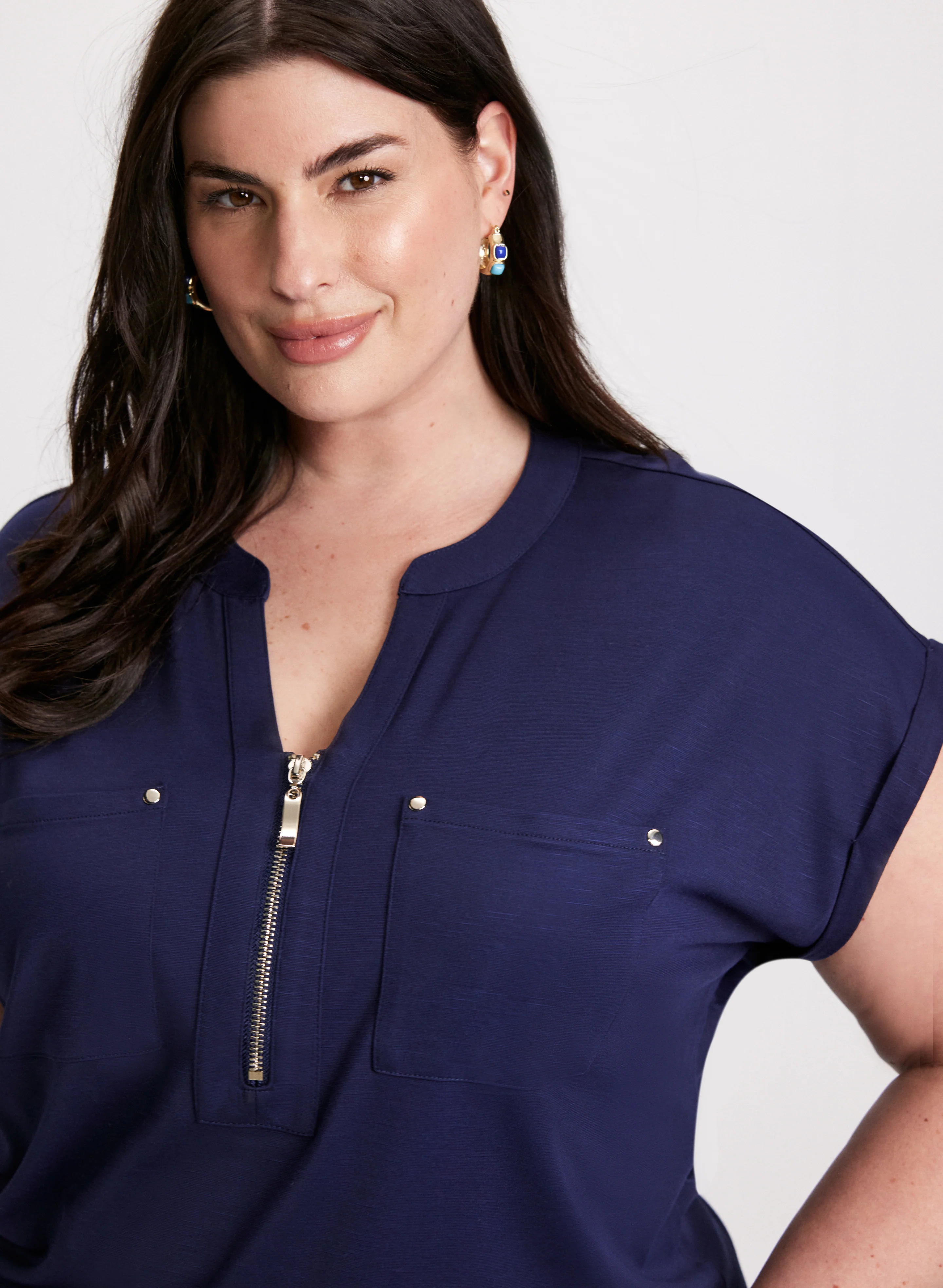 Zipper Neckline T-Shirt