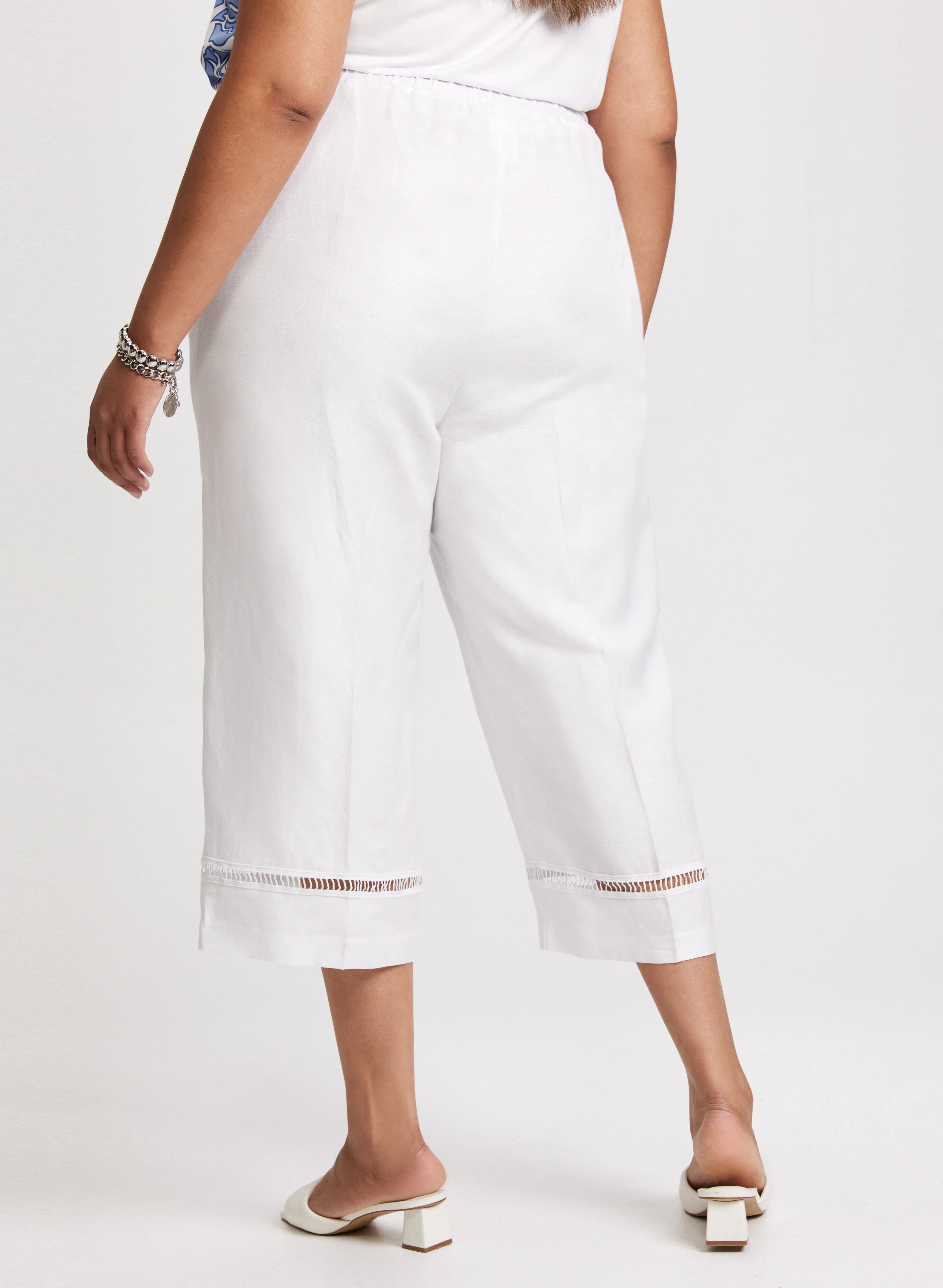 Wide Leg Linen-Blend Capris