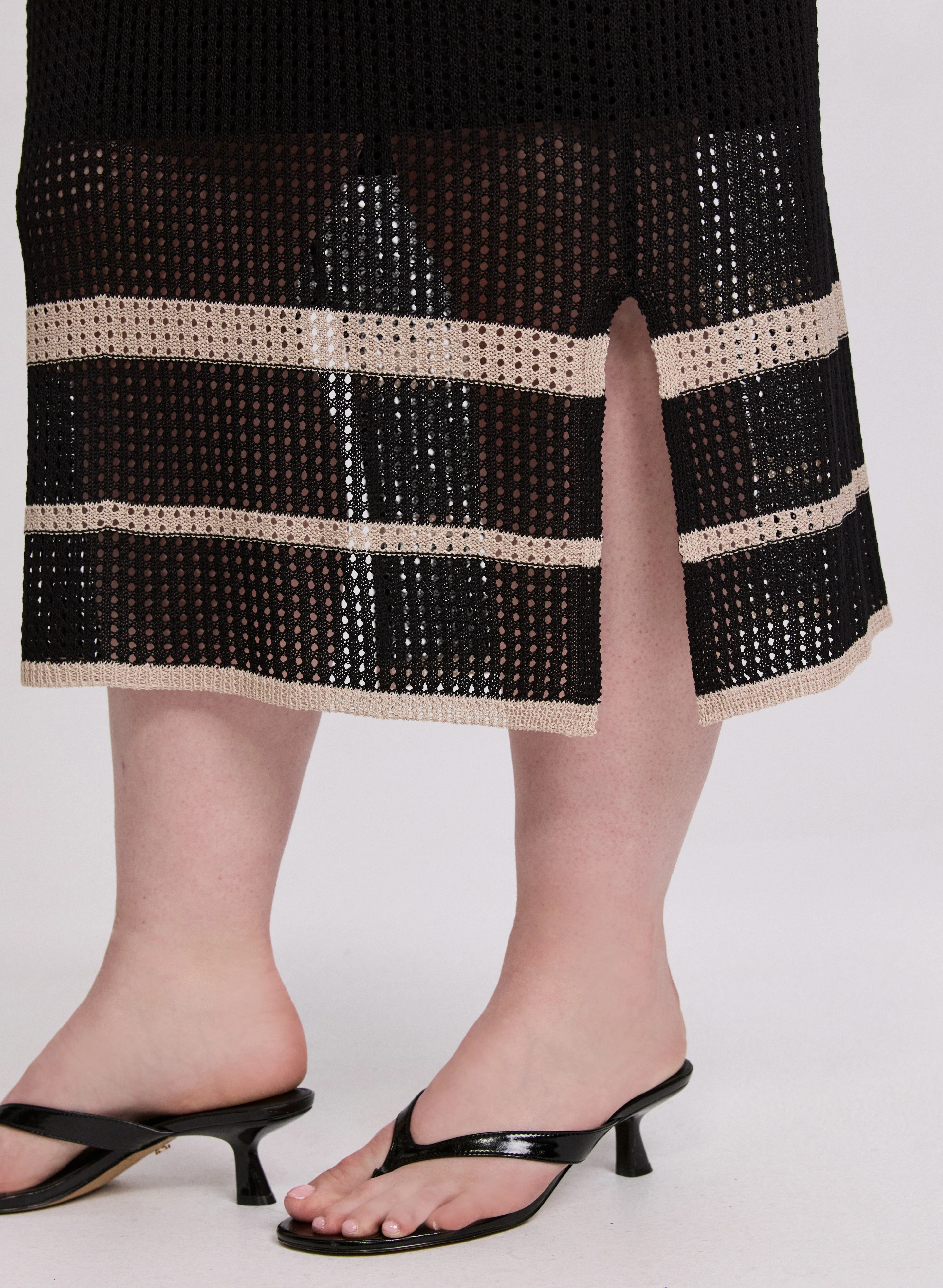 Joseph Ribkoff - Striped Open Knit Skirt