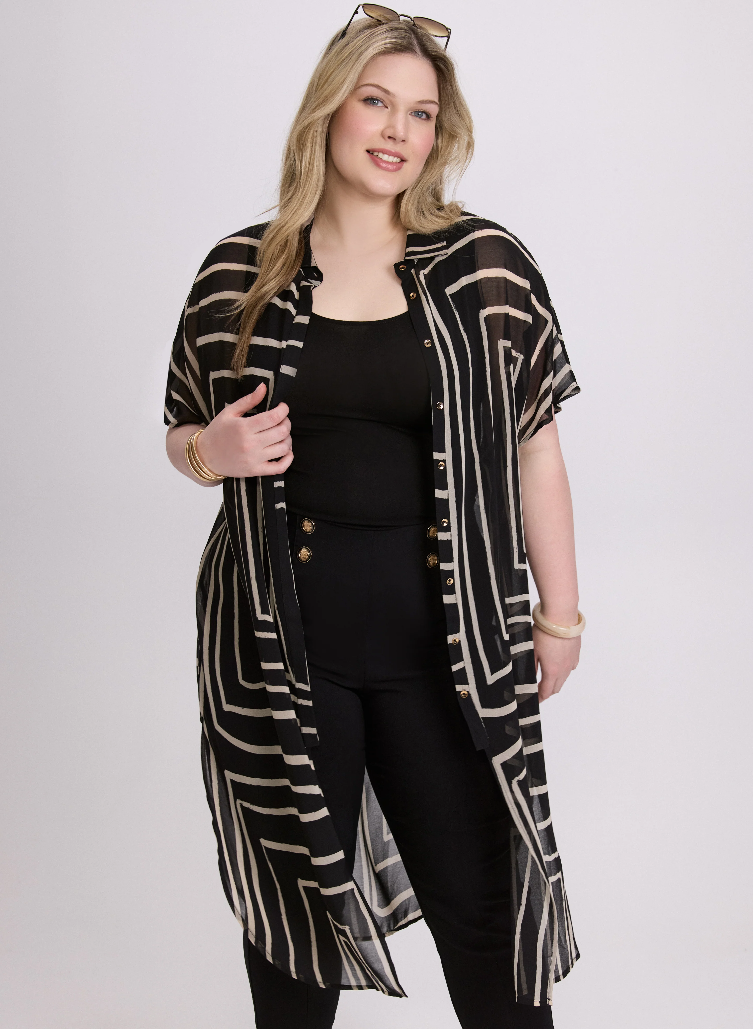 Joseph Ribkoff - Geometric Button-Down Tunic