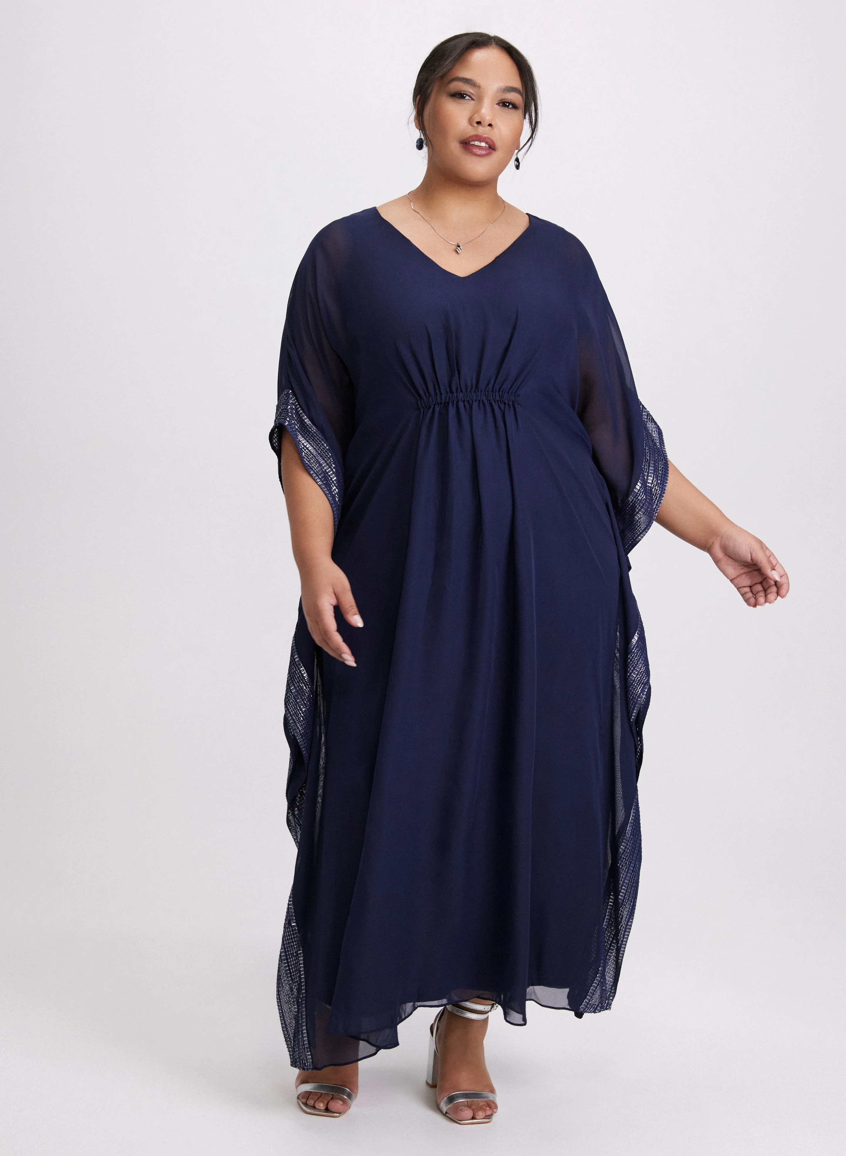 Foil Trim Kaftan Dress