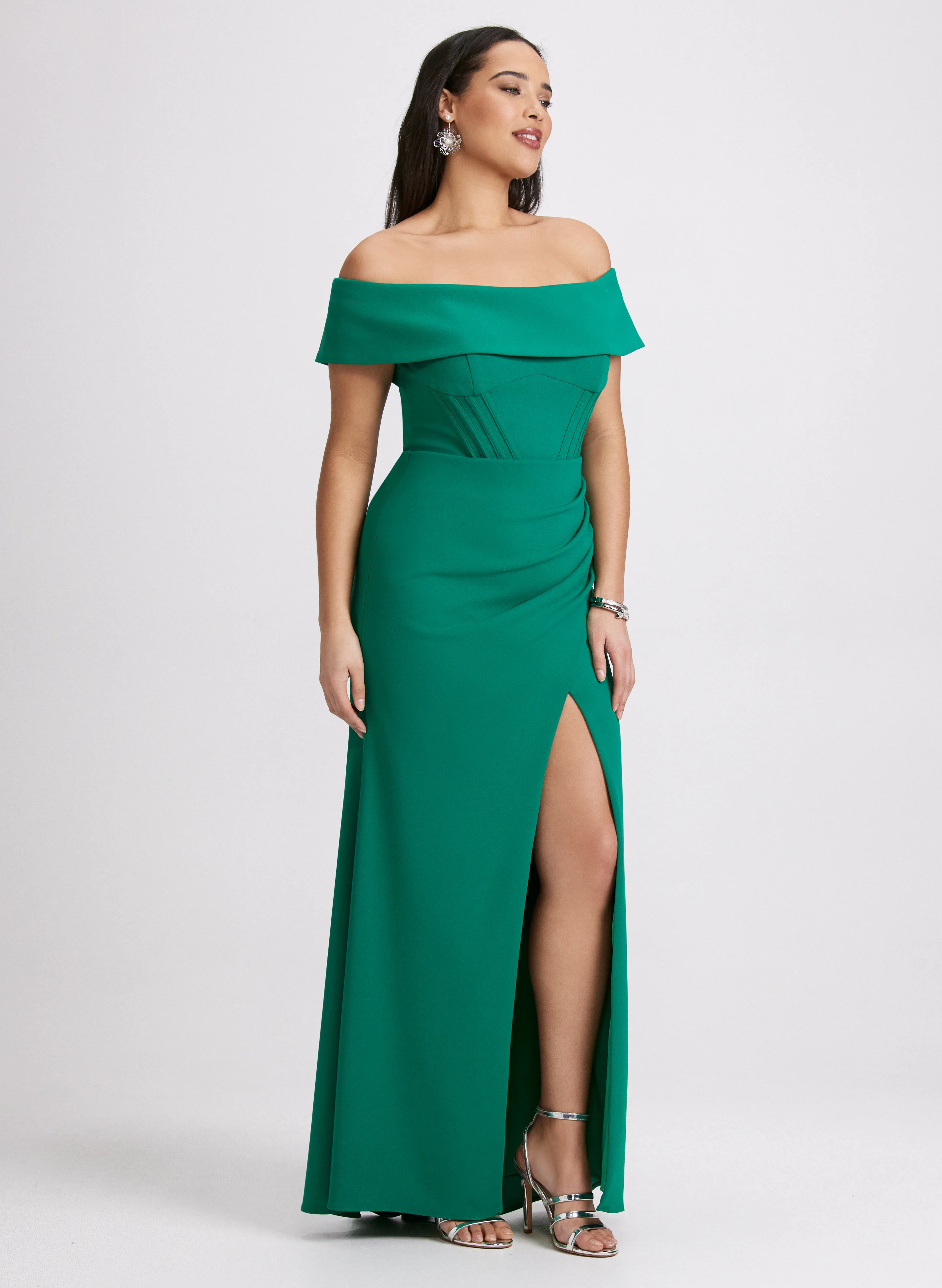 Slitted Off-The-Shoulder Dress
