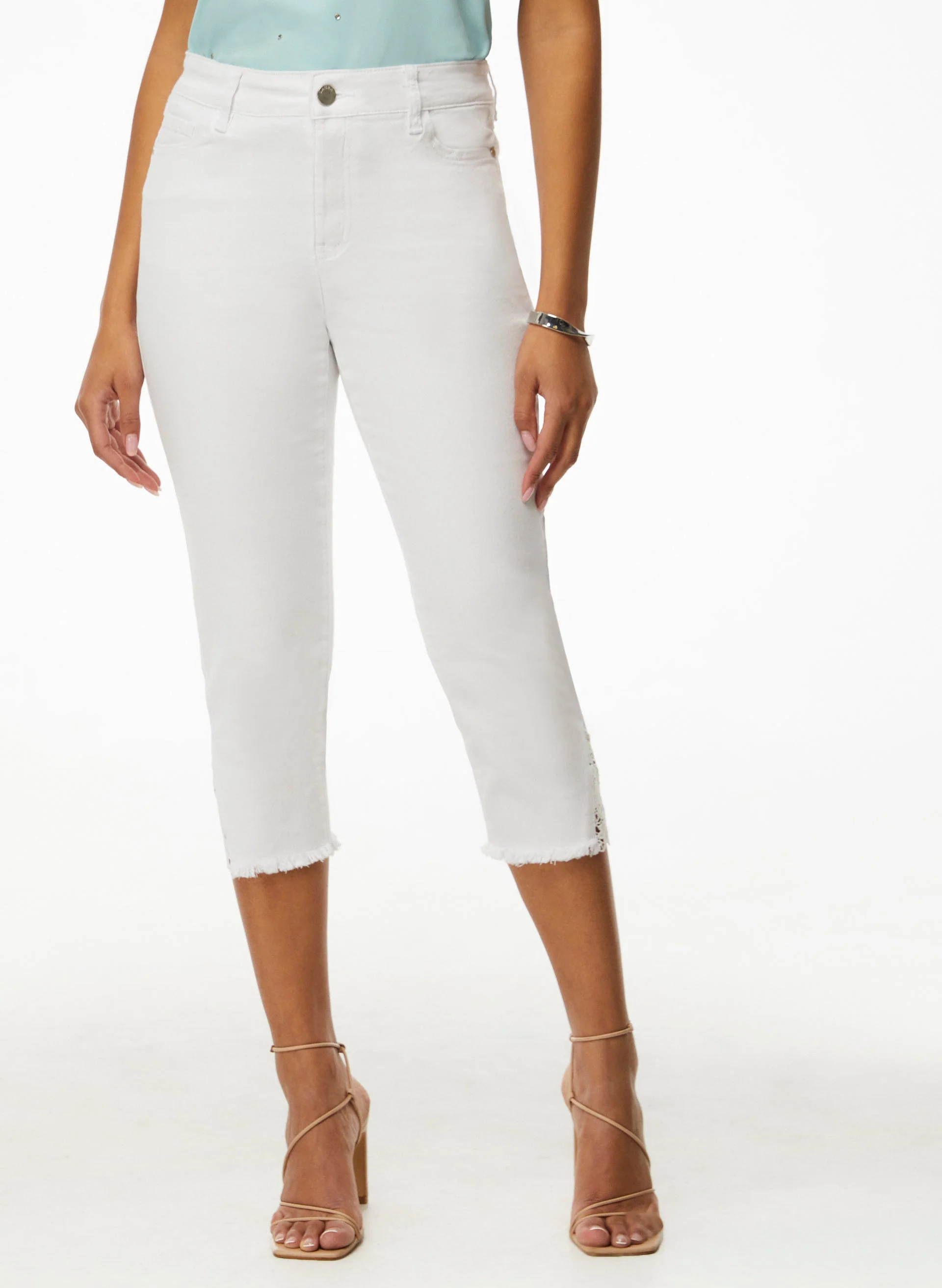 Lace Detail Denim Capris