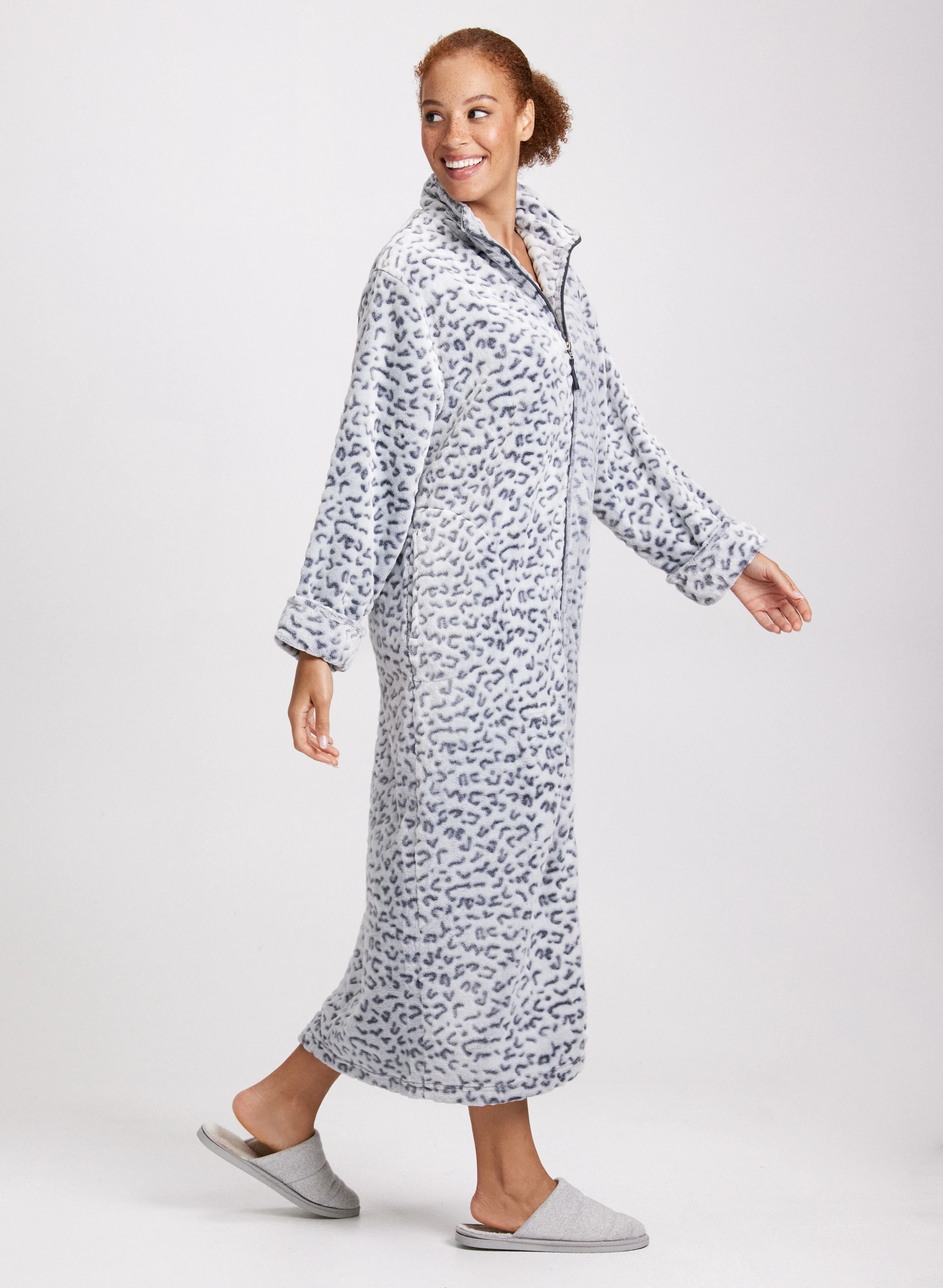 Leopard Print Zip-Front Robe