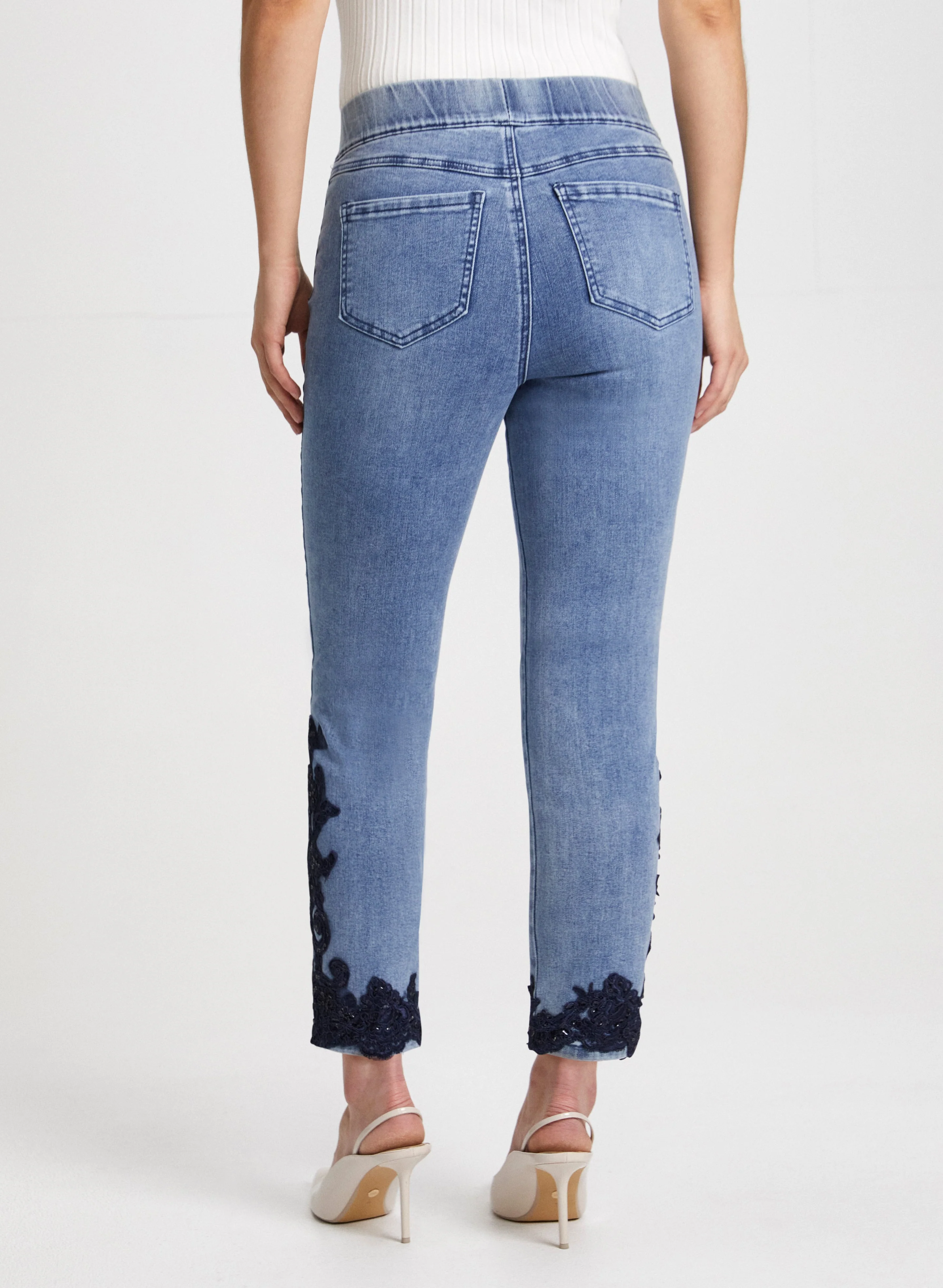 Embroidered Slim Leg Jeans