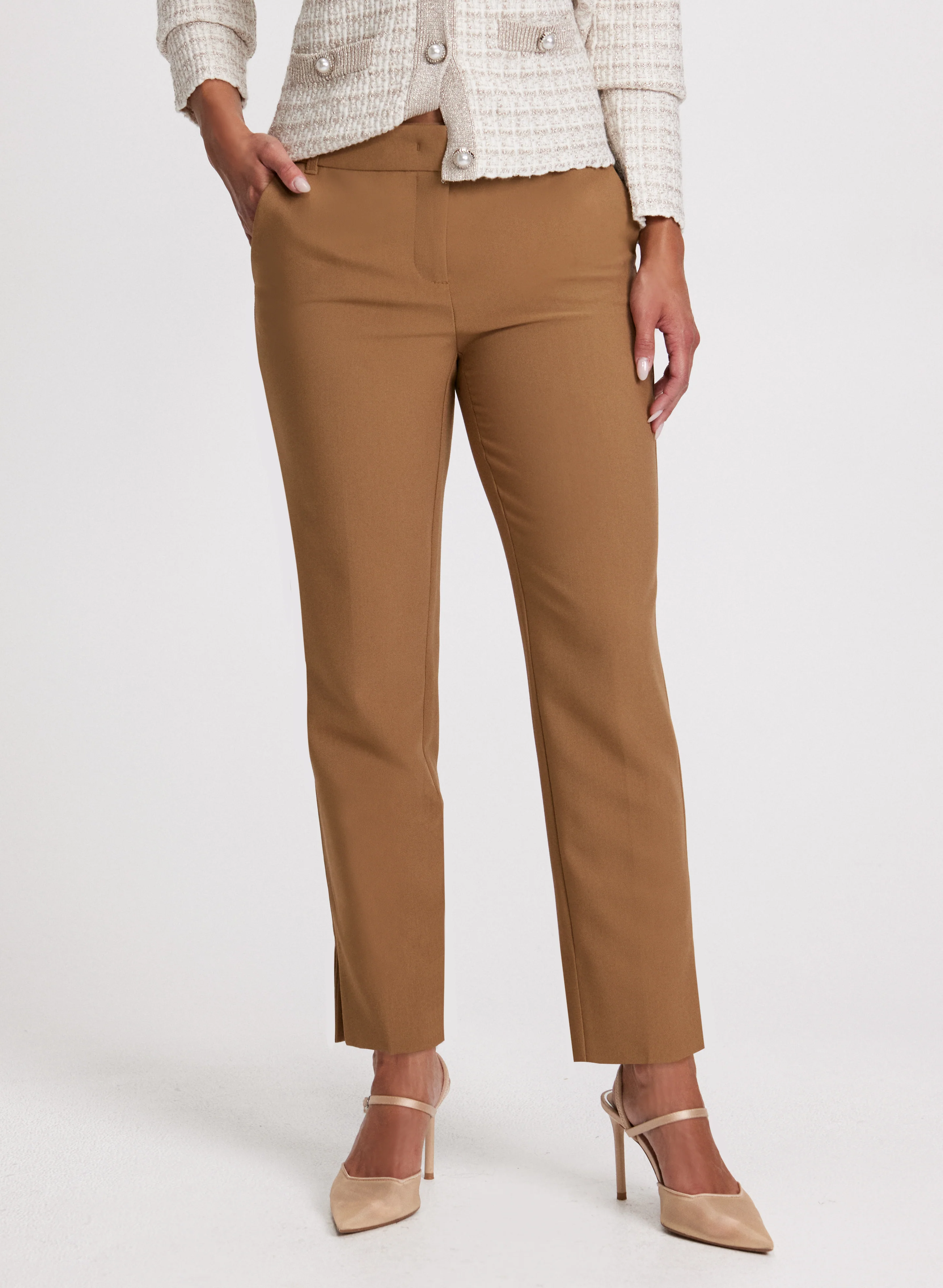 Emma Slit Hem Slim-Leg Pants – Short