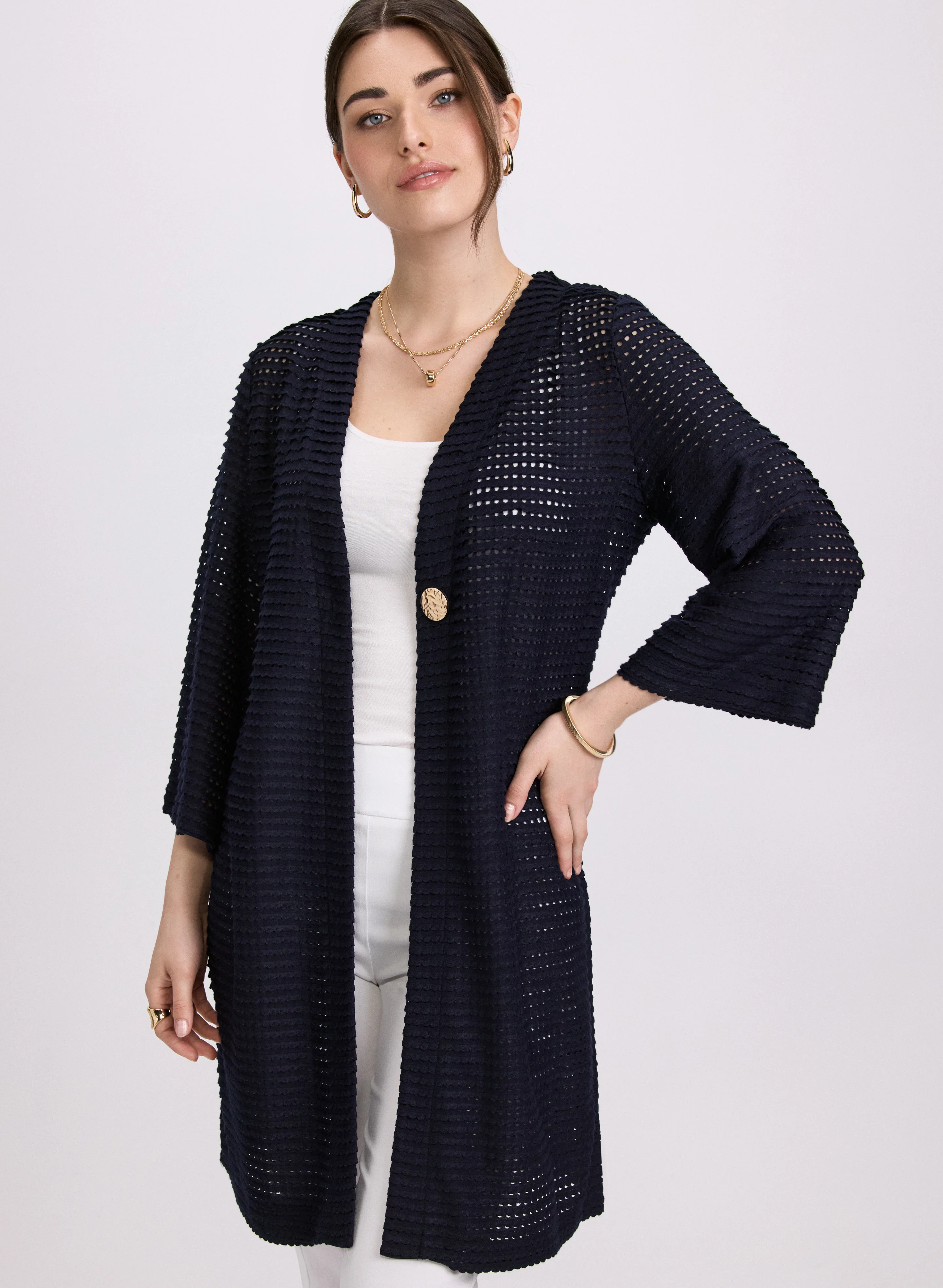 Long Open Knit Cardigan