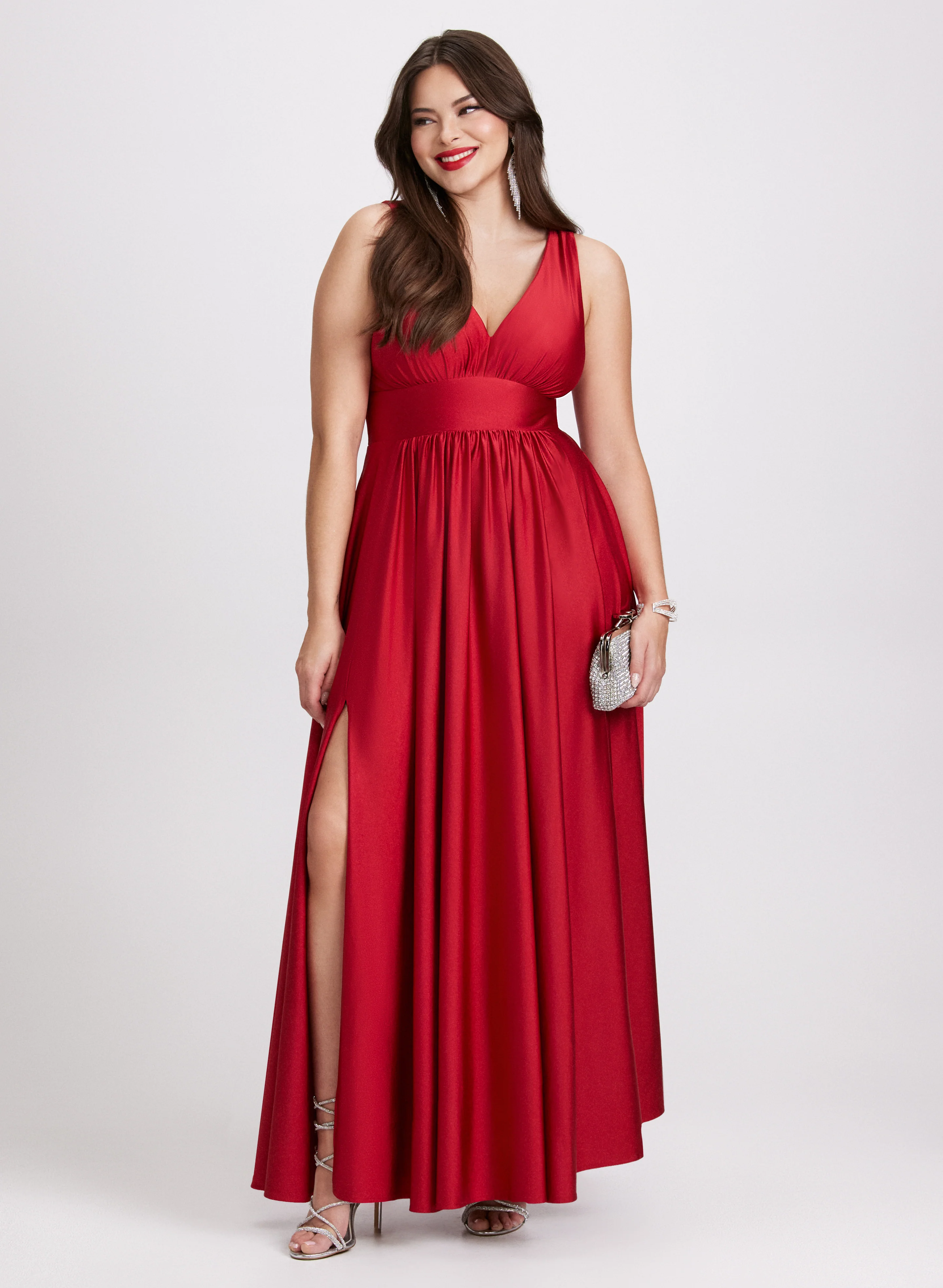 Sleeveless Plunging Neckline Dress