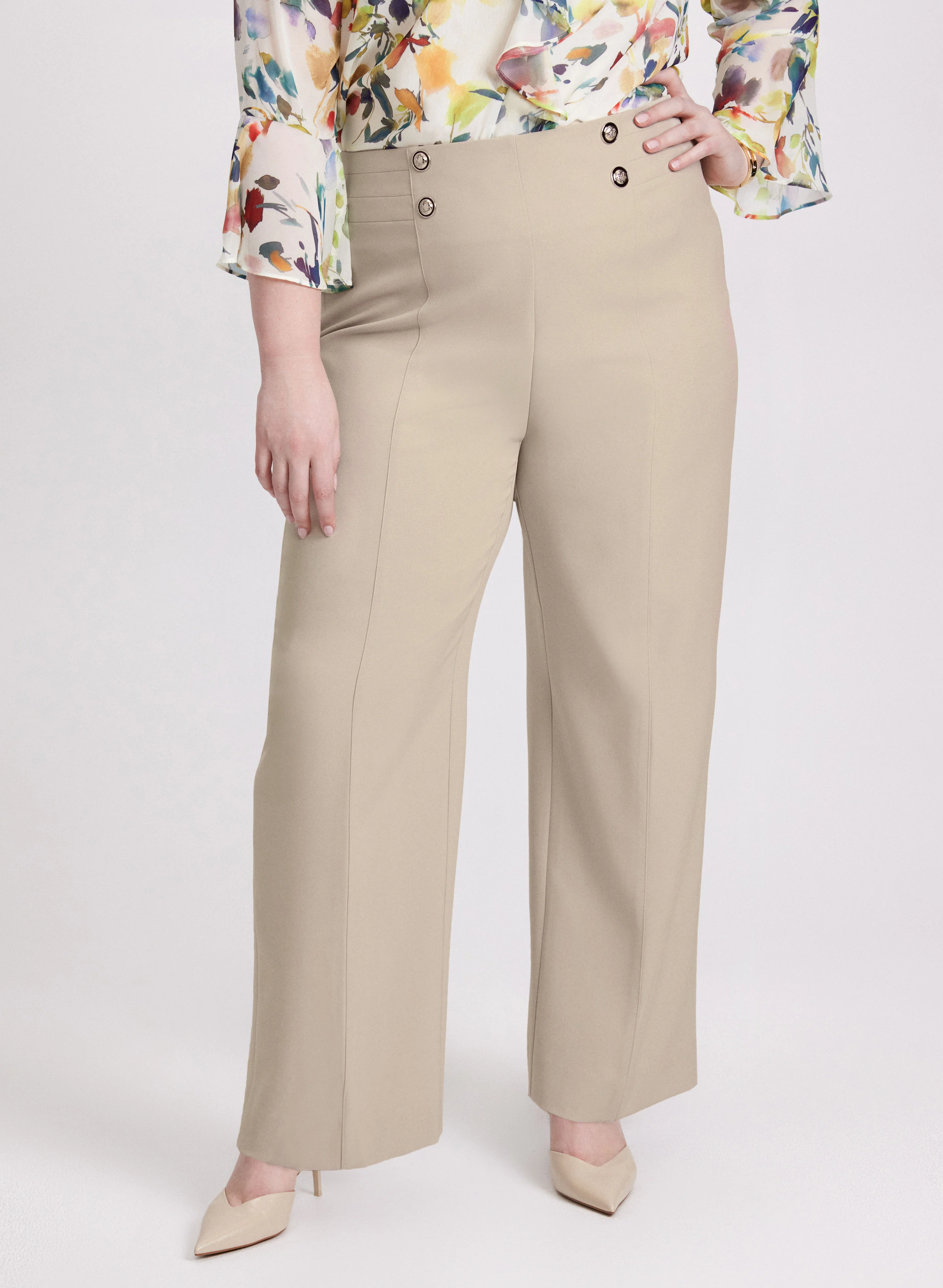 Olivia Elastic-Back Wide-Leg Pants