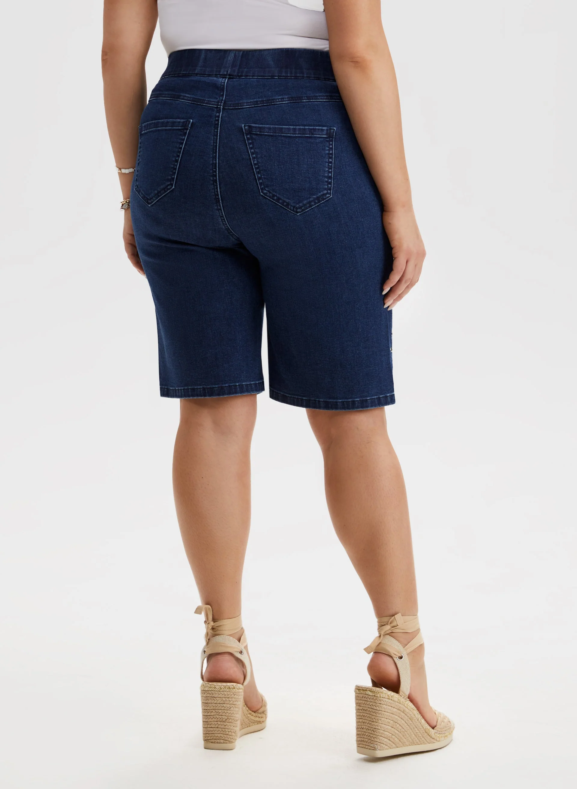 Pull-On Denim Bermuda Shorts