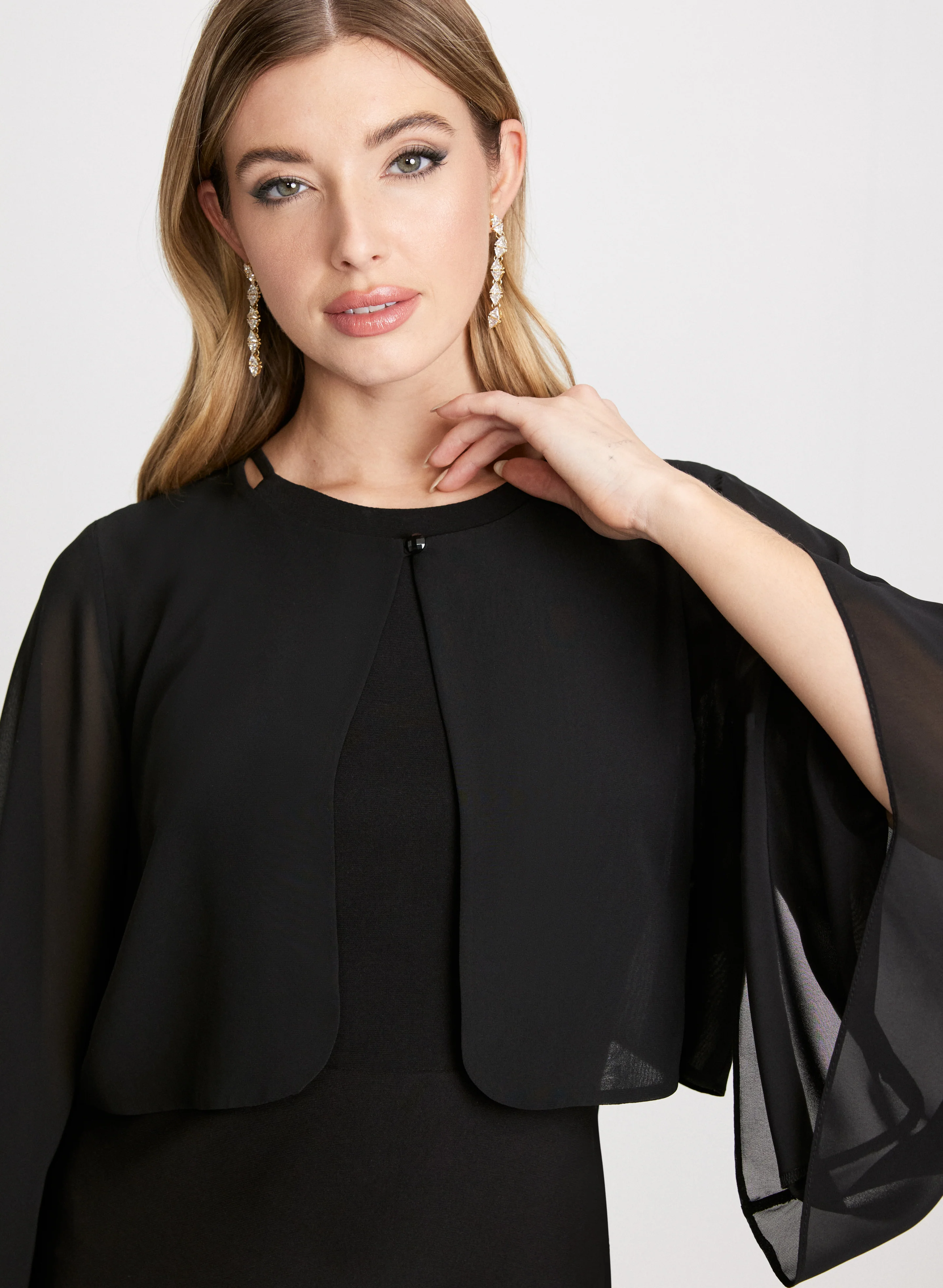 Flared Sleeve Chiffon Bolero