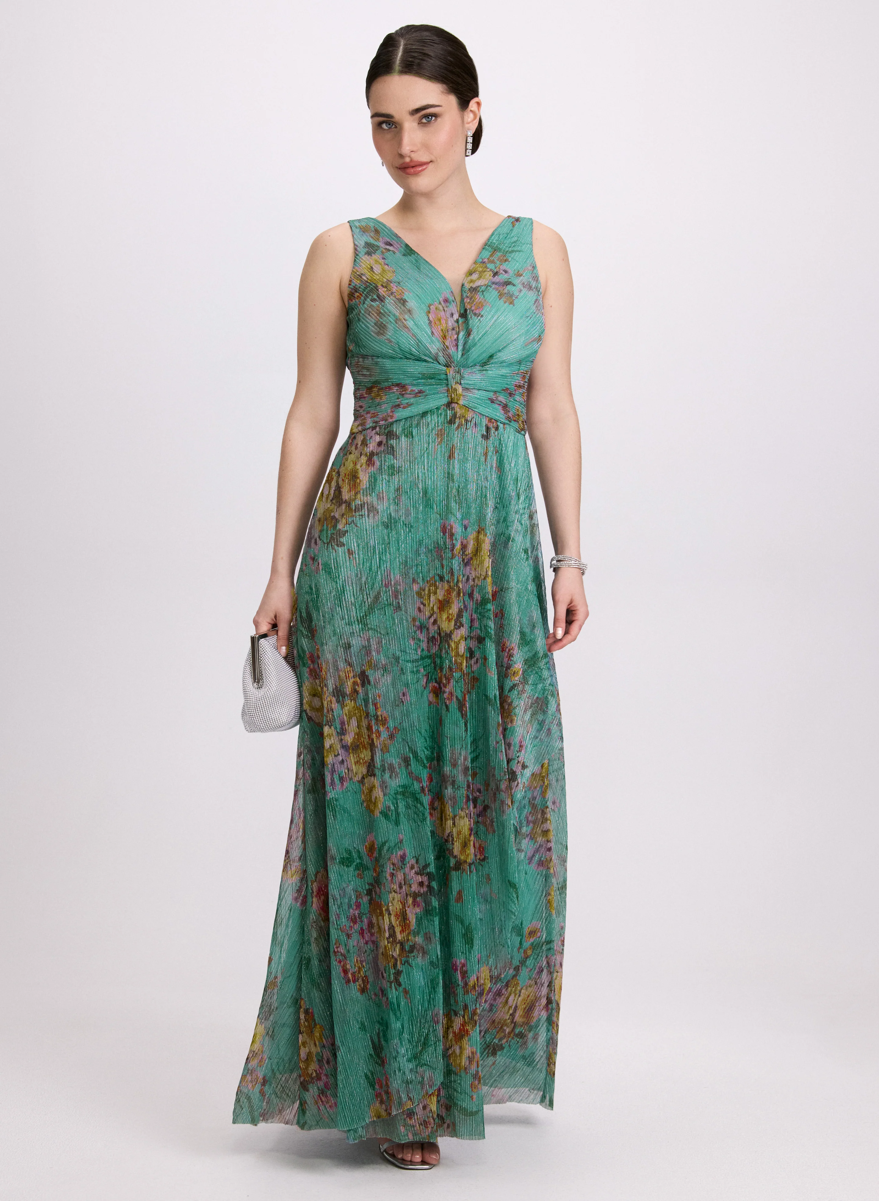 Plissé Floral Dress