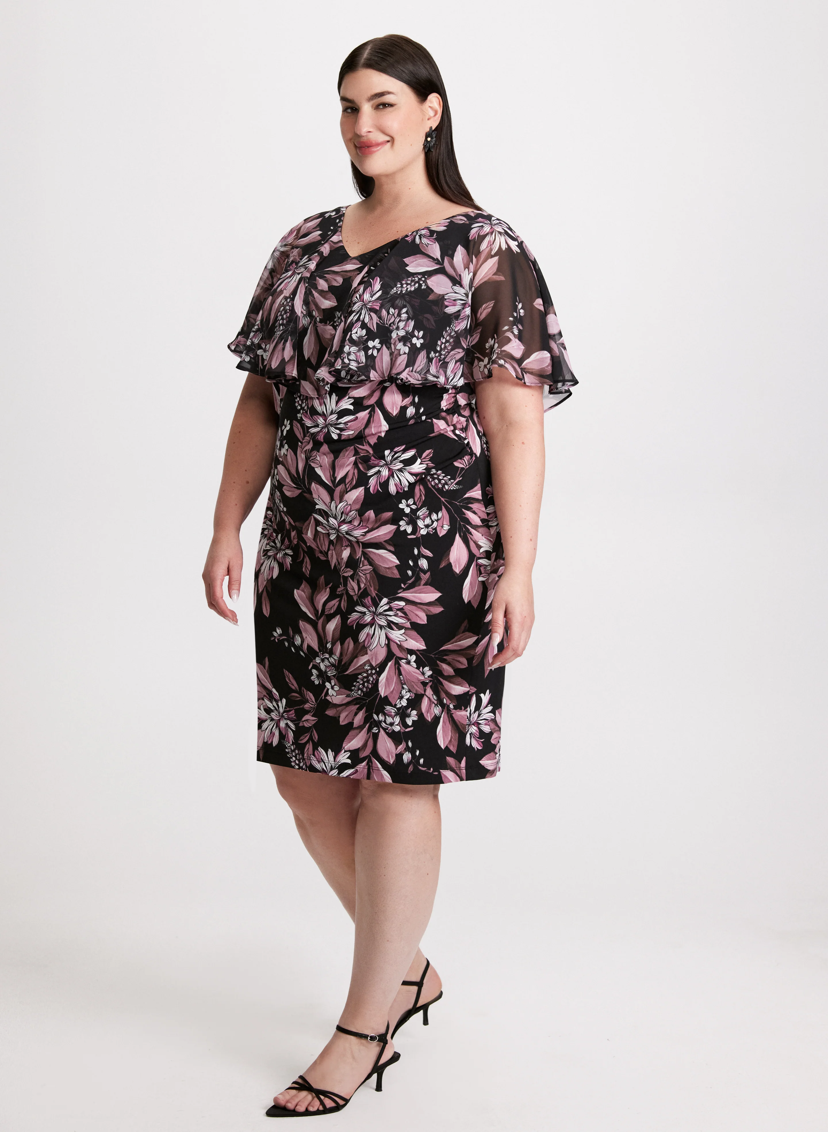 Ruffled Floral Cocktail Dress