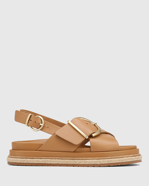 Barcelona Dark Sand Leather Sandal