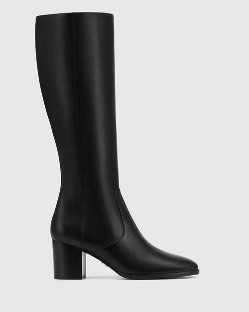 Nash Black Leather Knee High Boot