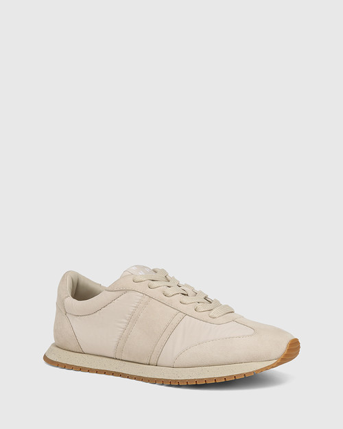 Colleen Neutral Nylon Textile and Suede Leather Sneaker
