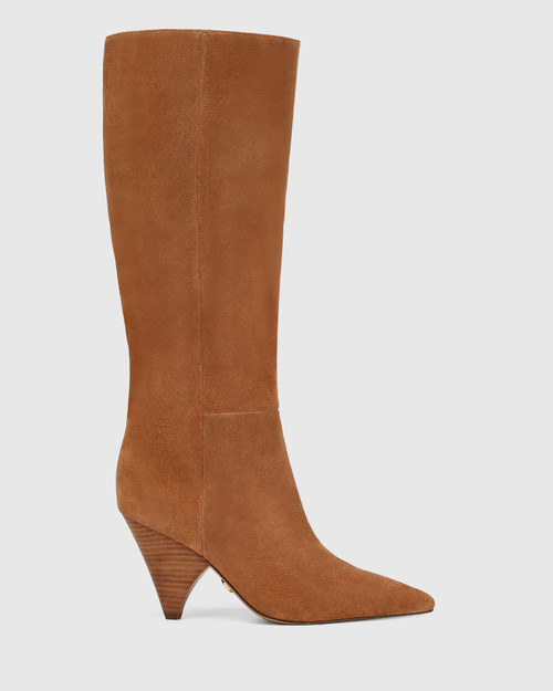 Selena Toast Suede Leather Knee High Boot