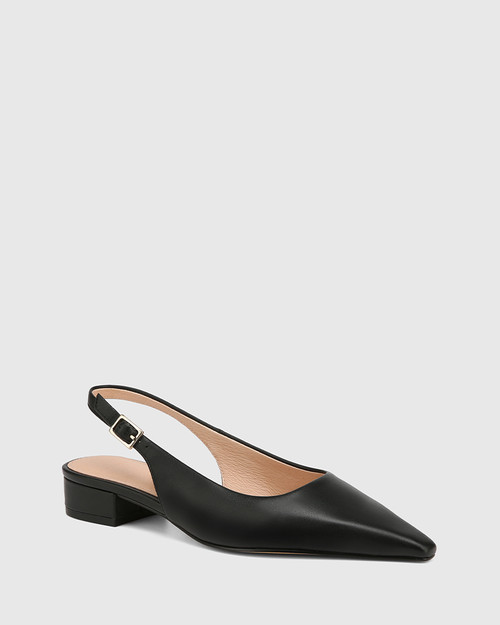 Desiree Black Leather Slingback