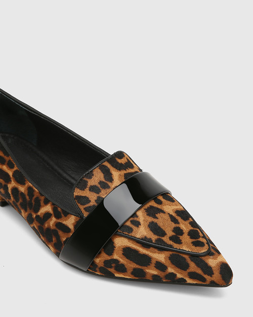 Merci Cognac Leopard Print Leather Loafer
