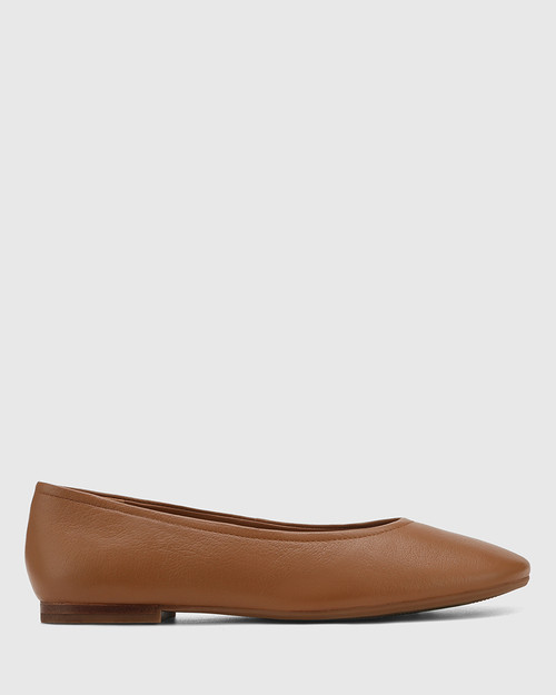 Angelic Dark Cognac Leather Ballet Flat