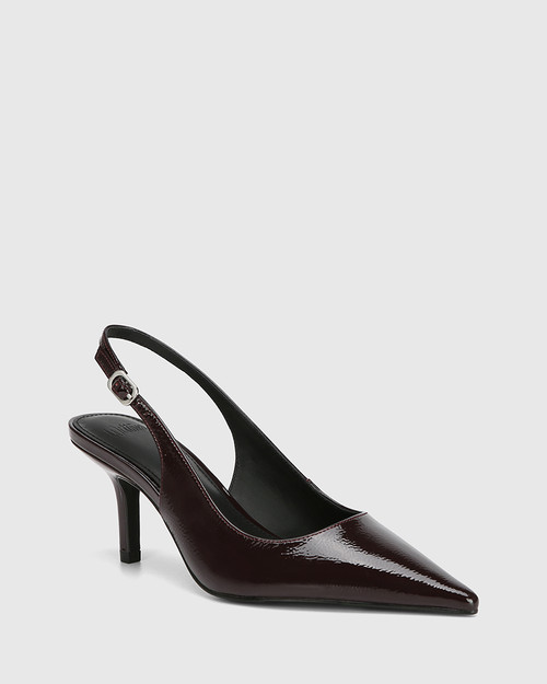 Leia Raisin Crinkle Patent Leather Slingback