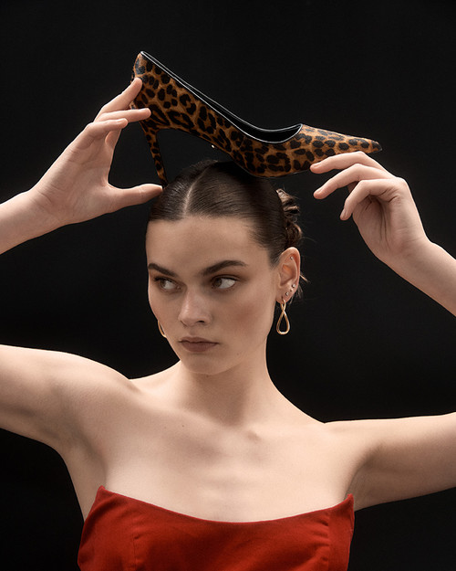 Sky Cognac Leopard Print Leather Pump