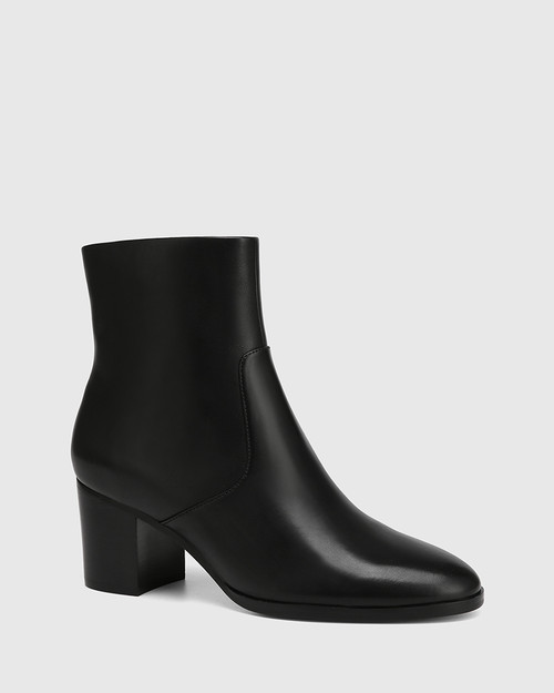 Nola Black Leather Ankle Boot
