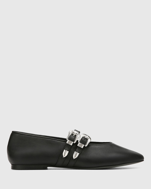 Divon Black Leather Mary Jane